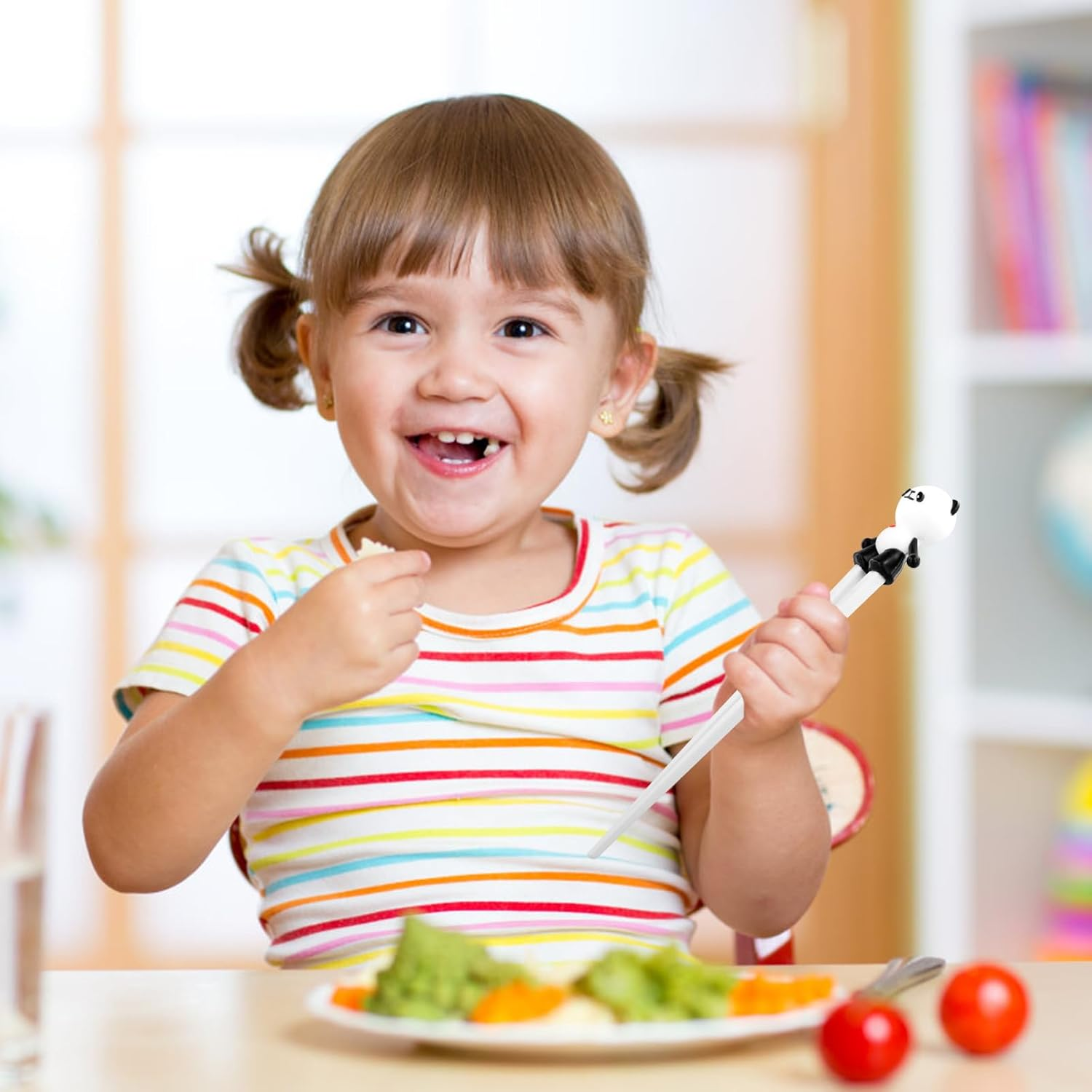 Chopsticks, Chopsticks Panda, Chopsticks for Children, Reusable Non-Slip Chopsticks, Training Chopsticks, Personalized Chopsticks for Ramen, Asian Tableware (Black White) image number 5