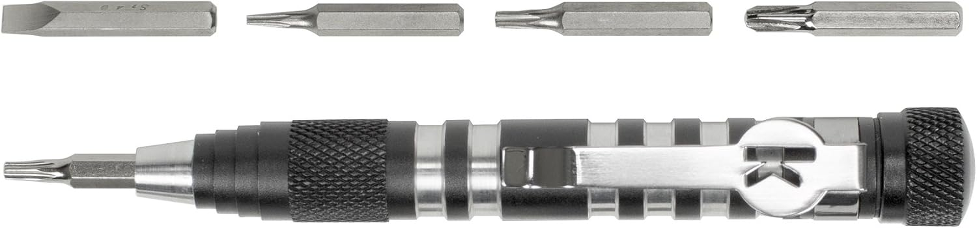 Kershaw Tx-Tool (TXTOOL); 4.8 In. Single-Position Multifunction Magnetic Bit Driver; Includes T-6, T-8, T-10, 2 Phillips and Slotted Screwdriver Bit; 1.1 Oz., Black image number 1