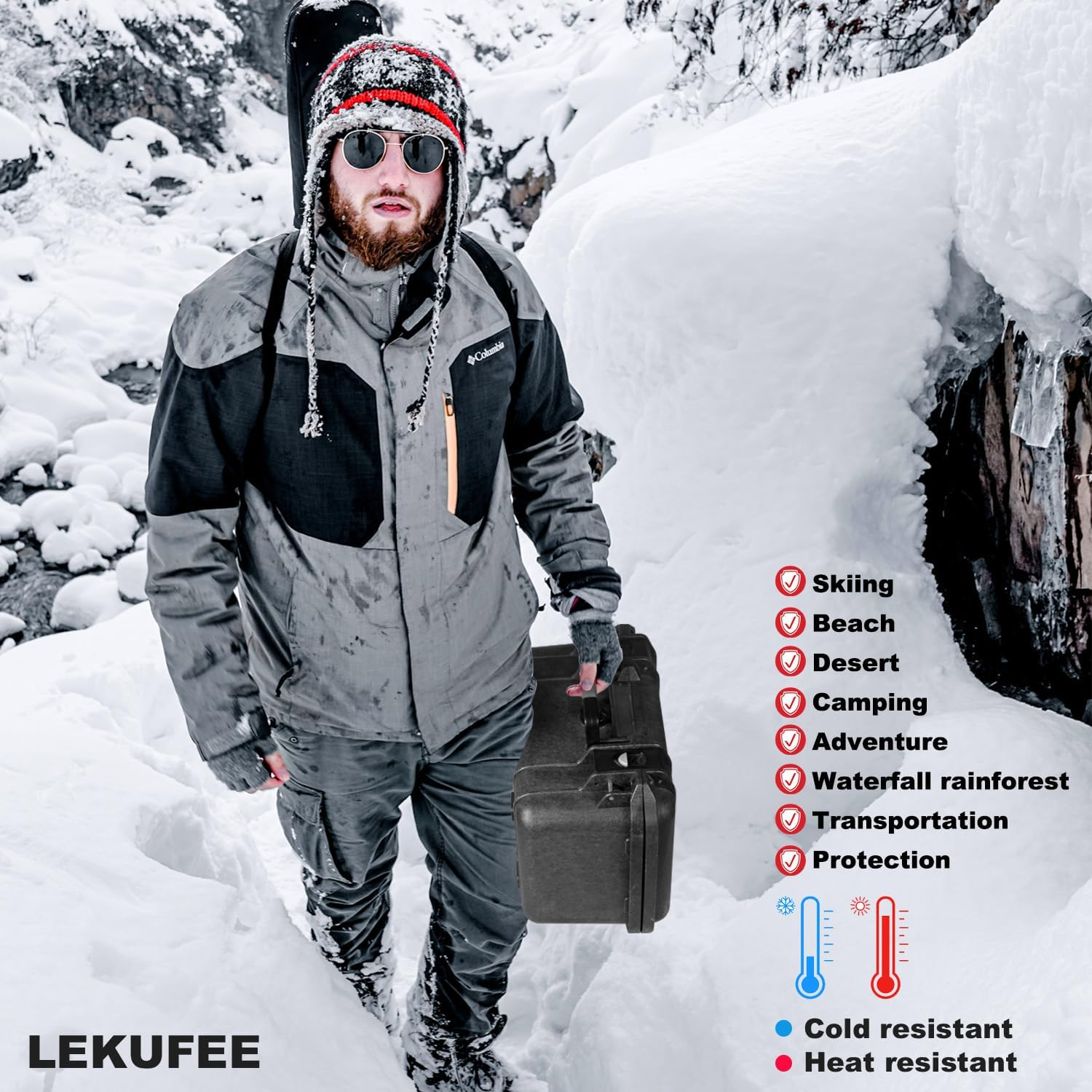 Lekufee Waterproof Hard Case Compatible with Gopro Hero 13/Gopro Hero 12/11/10/9/8/Gopro Volta/Media Mod/Creator Edition/Waterproof Action Camera and Accessories(Case Only)(Includes Shoulder Strap) image number 4