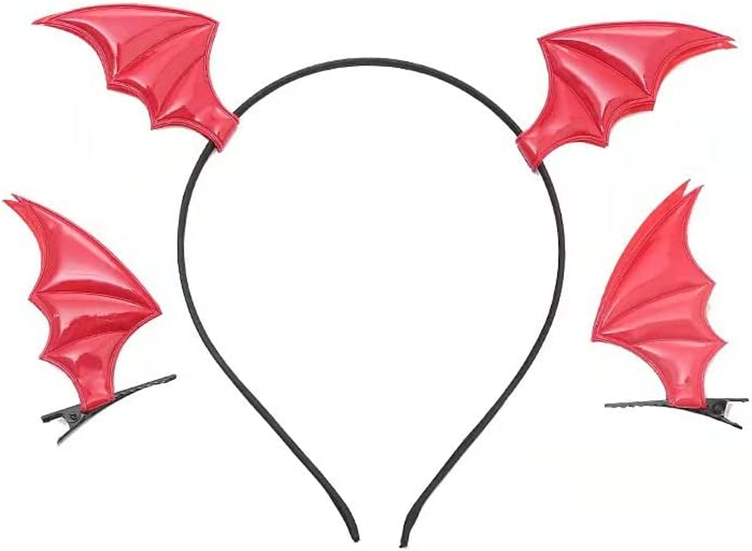 Halloween Bat Hair Clips and Devil Ear Headband for Women Girls - Black Barrettes for Cosplay Accessories