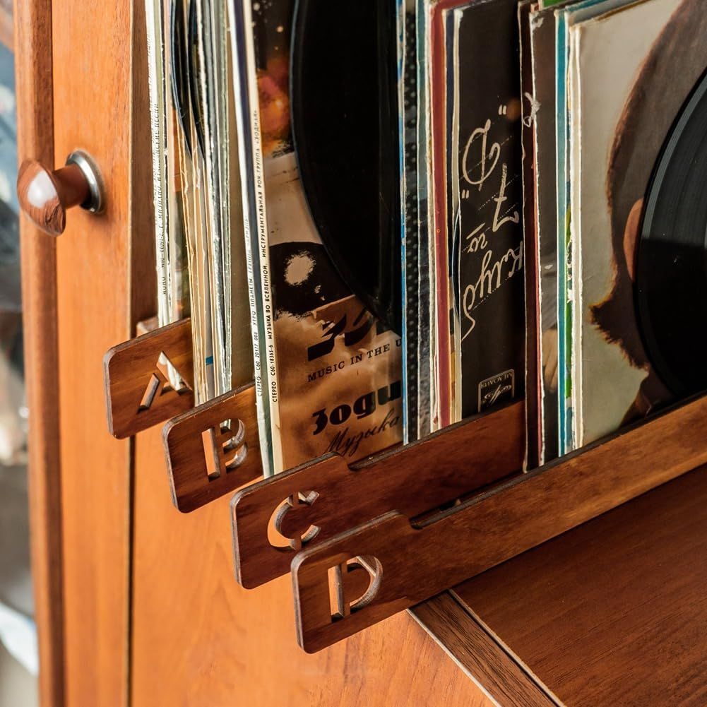 Elqater 26PCS Wood Record Dividers, Alphabetical Vinyl Record Storage Dividers A-Z, Record Holder Organizer Guides image number 1
