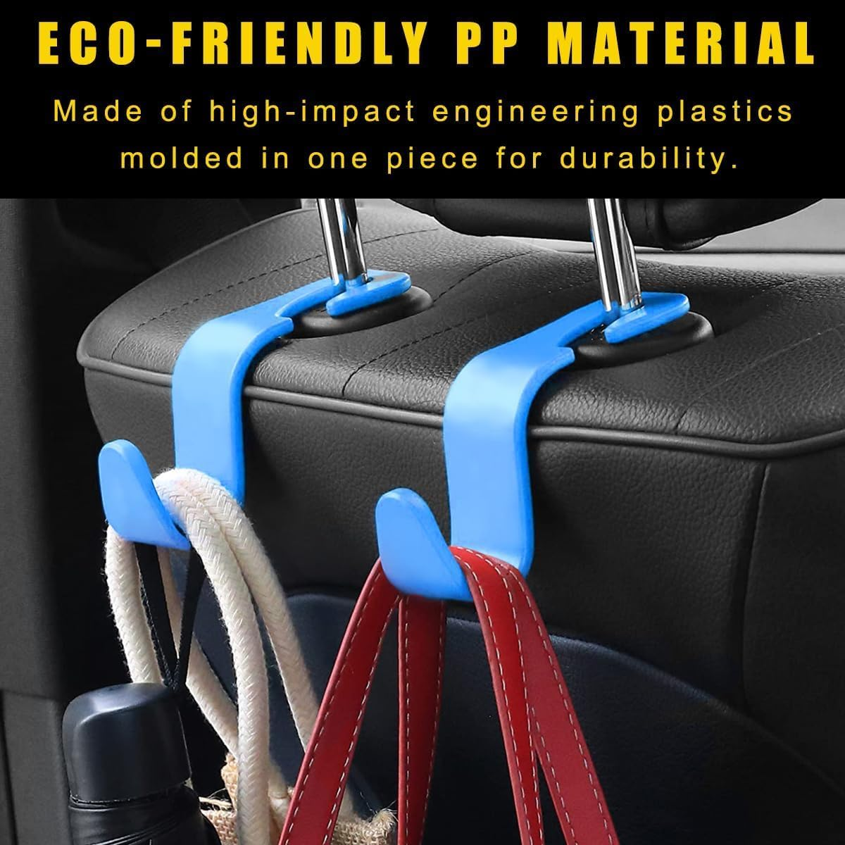 Car Seat Headrest Hook 5 Pack, Multifunctional Auto Seatback Hook Storage Organizer, Vehicle Seat Hanger Holder for Purse Coat Umbrella Grocery Bag, Interior Car Accessories (Blue) image number 3