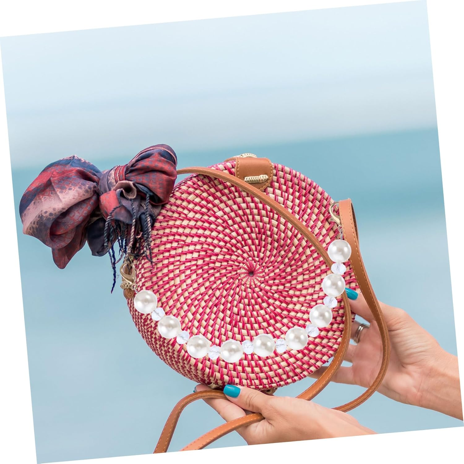 COOPHYA Metal Chain Luggage Straps Belts Pearl Bag Chain Replacement DIY Purse Accessory image number 2