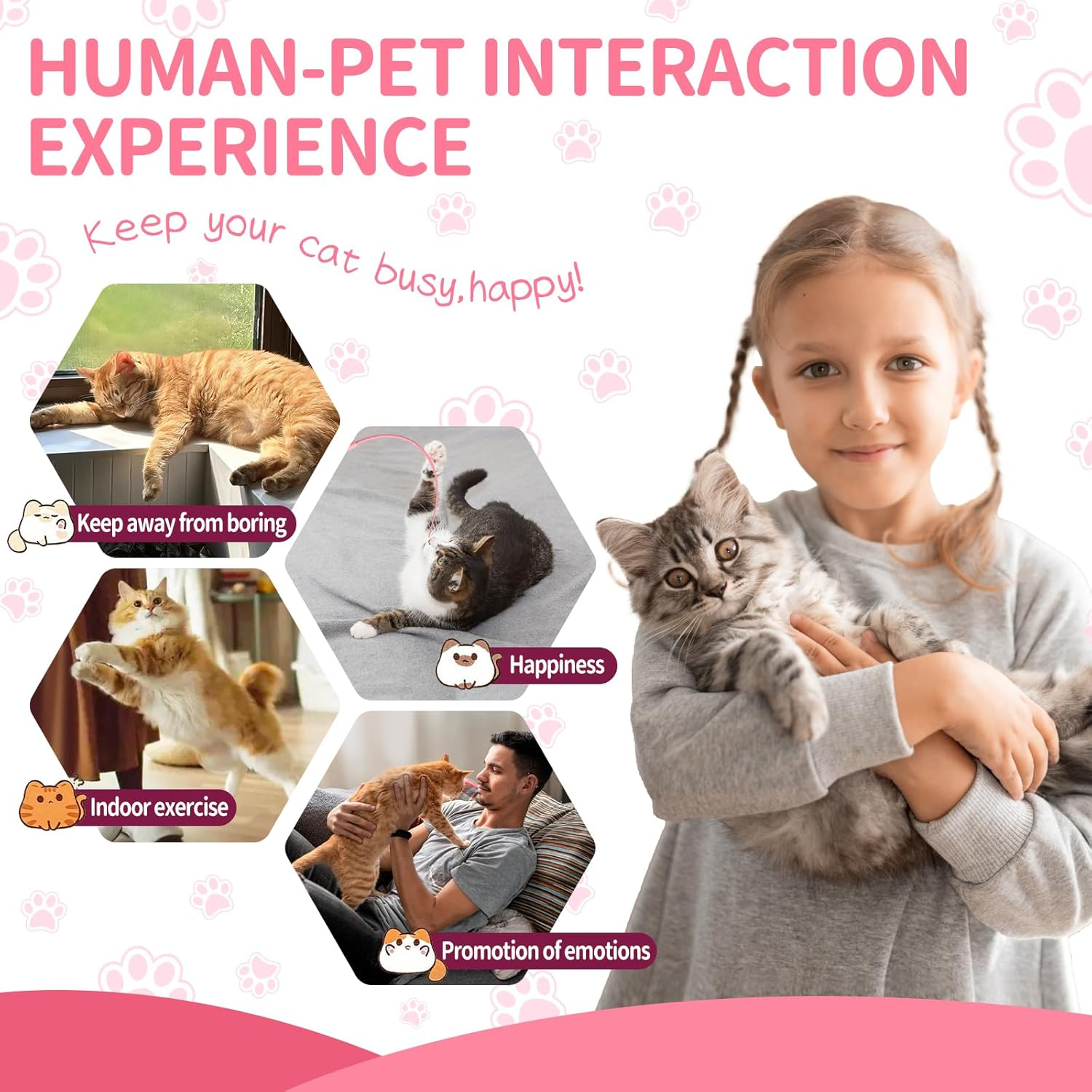 Cat Angel Long, Silicone Teaser Cat Wand Toy, Magic Tail Cat Toy, Cat Wand Interactive Cat Toy, Mouse Tail Teaser Cat Stick Cat Wand Toy for Indoor (A) image number 1