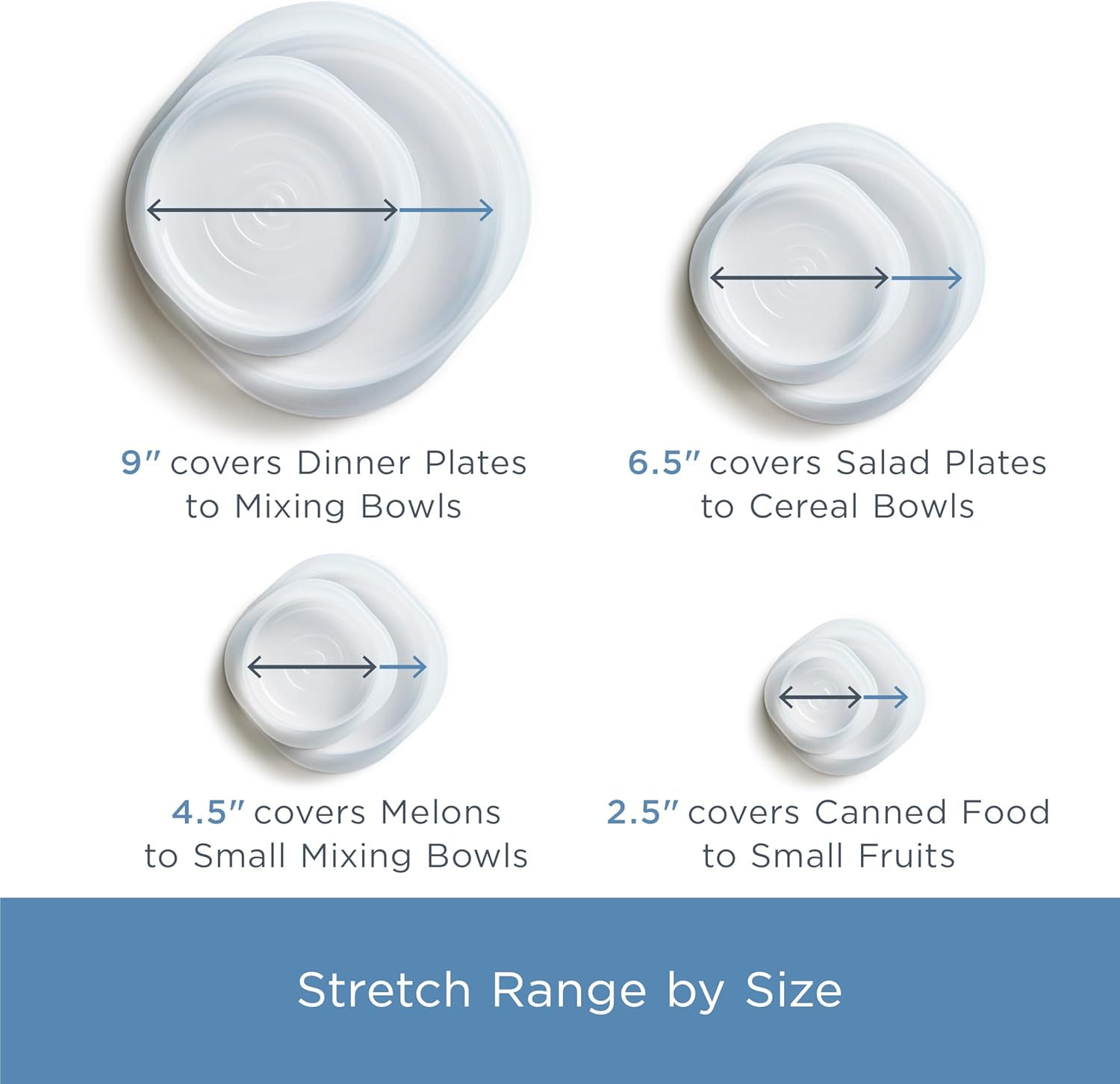 Stasher Premium Reusable Silicone Stretch Lids 3-Pack Box - Large, Clear, 9&rdquo; Lids, Airtight Seal, Food Container Covers, BPA Free, Leak-Free, Dishwasher Safe, Microwave Safe, Eco-Friendly image number 1