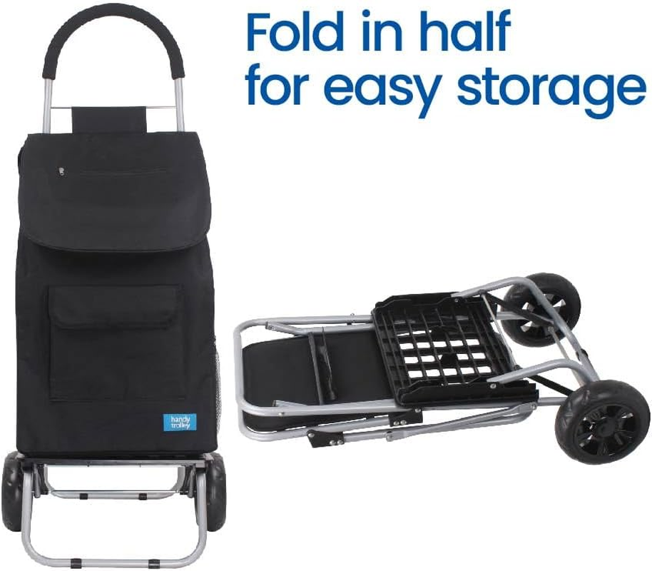 White Magic Handy Trolley with Seat - 3 in 1 Multi-Purpose Shopping Cart, Lightweight Stainless Steel, Comfortable Seat Supports up to 100Kgs, Jumbo Carry Bag with 7 Pockets image number 6