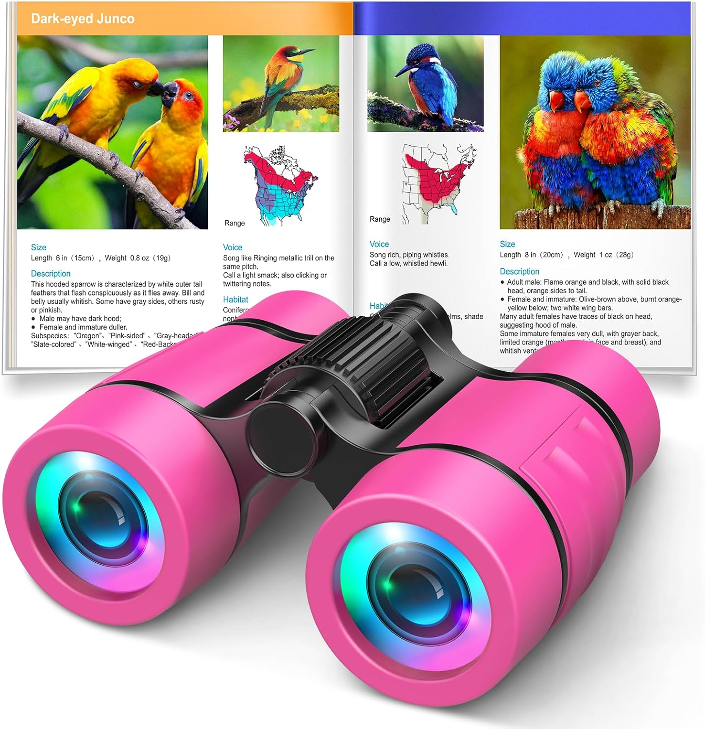 Vingtank Kids Binoculars for Girls, Outdoor Toys Girls Gifts Age 3-5 6-8 Binoculars with Compass for Toddler Toys 3 4 5 6 7 8 Year Old Girl Gifts Travel Camping Birthday Girl