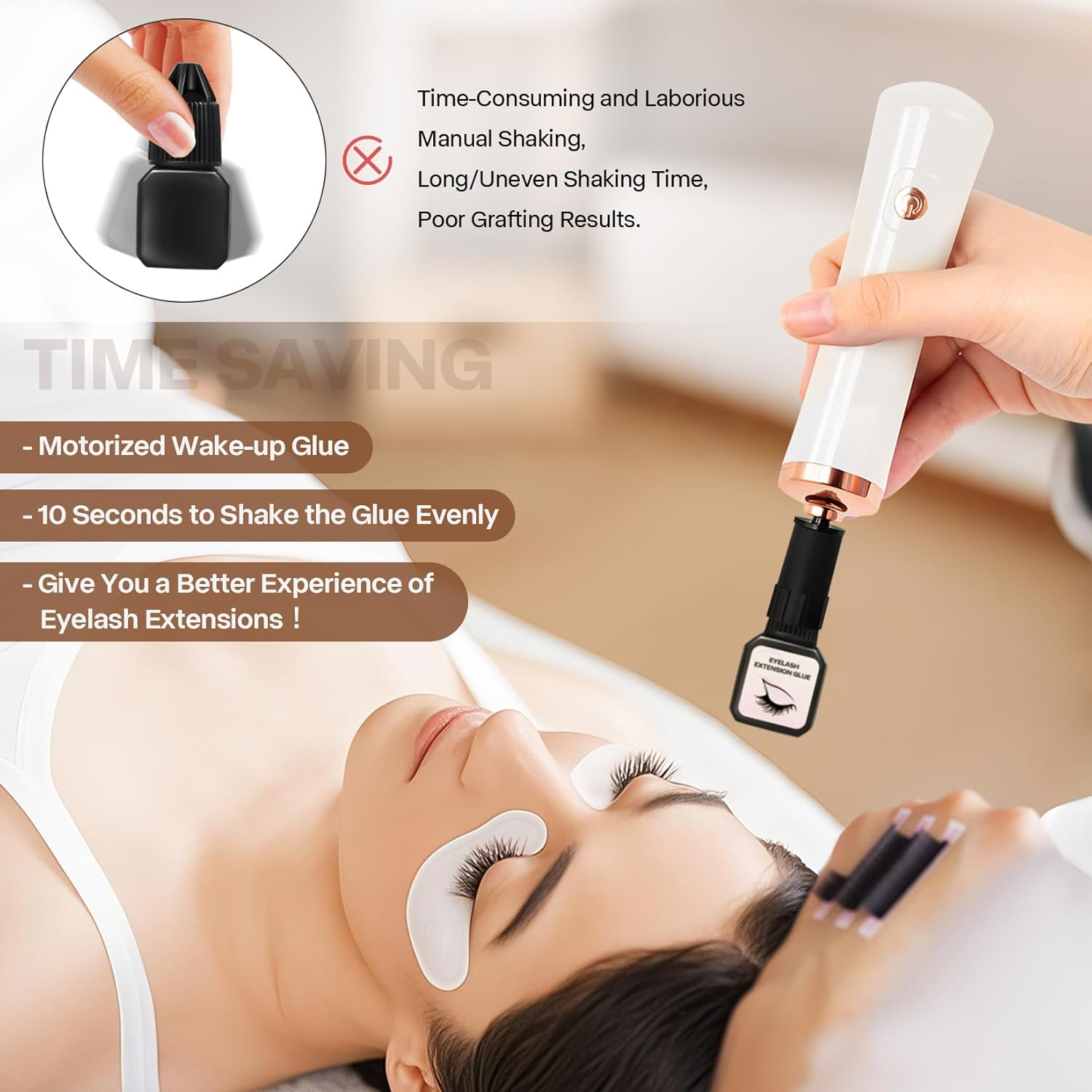 BUCICE Glue Shaker for Eyelash Extensions, Electric Nail Lacquer Shaker, Electric Shaker Time Saving Handsfree Tool Glue Nails Polish