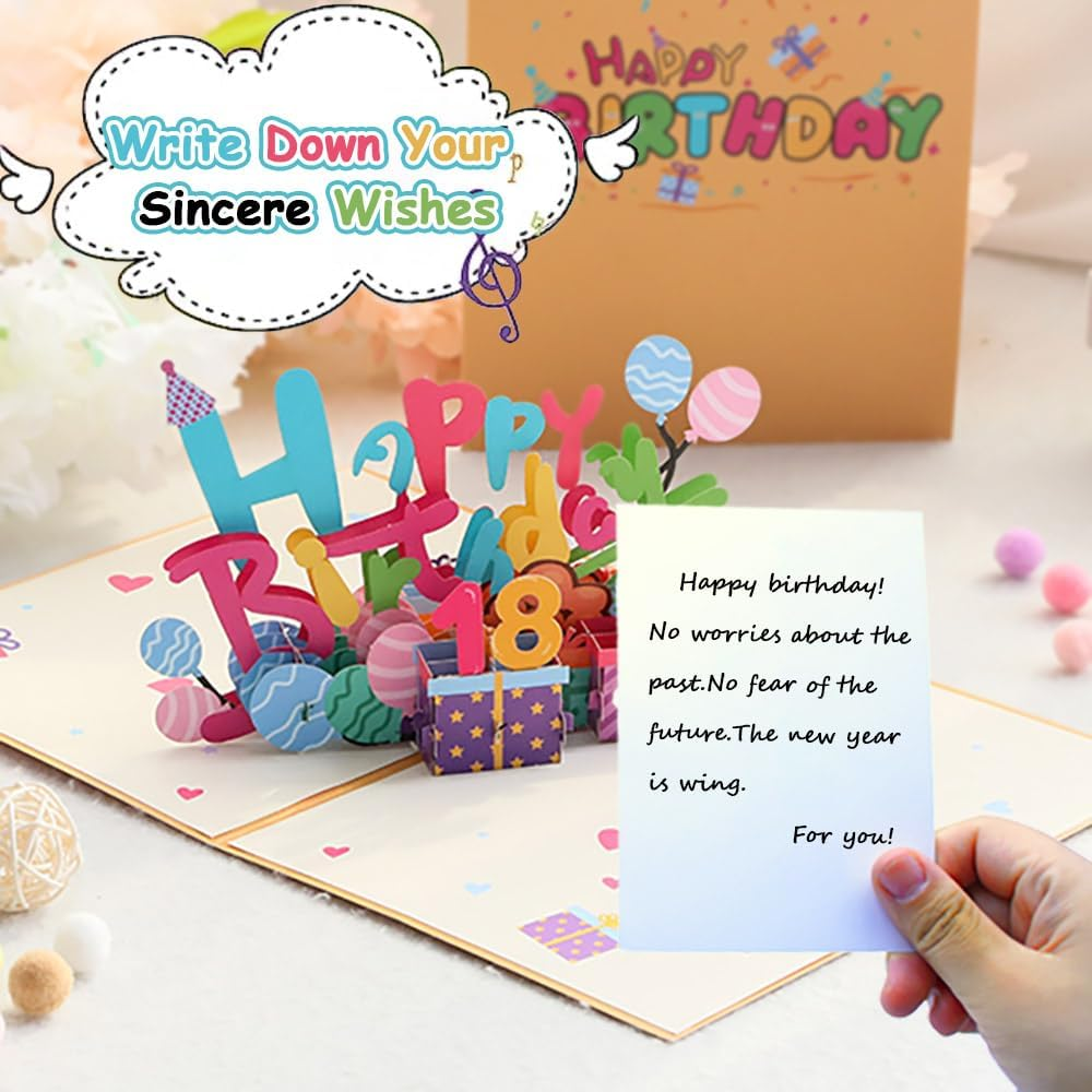 3D Birthday Card Anniversary Pop up Cards DIY 1~100Th Birthday Cards for Kids Men and Women,Happy Birthday Card with DIY Numbers Birthday Candles,Envelope,Message Card&Sticker image number 2