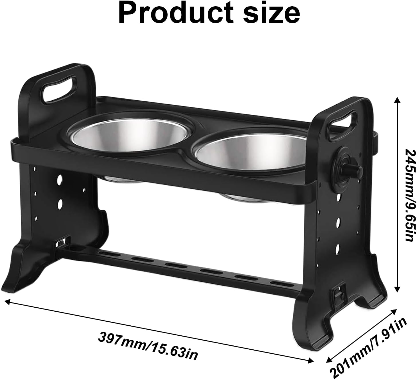Elevated Dog Bowls with 4 Adjustable Heights, Dog Bowl Set with Stand, Non-Slip Feet, 2 Pack 400Ml Stainless Steel Pet Bowls for Small Medium Large Pets Dogs Cats image number 4