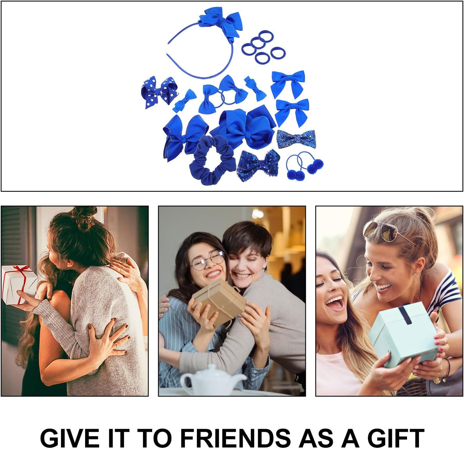 20Pcs Royal Blue Hair Accessories Set &ndash; Hair Bows, Clips, Scrunchies, and Headband for School and Everyday Use image number 3