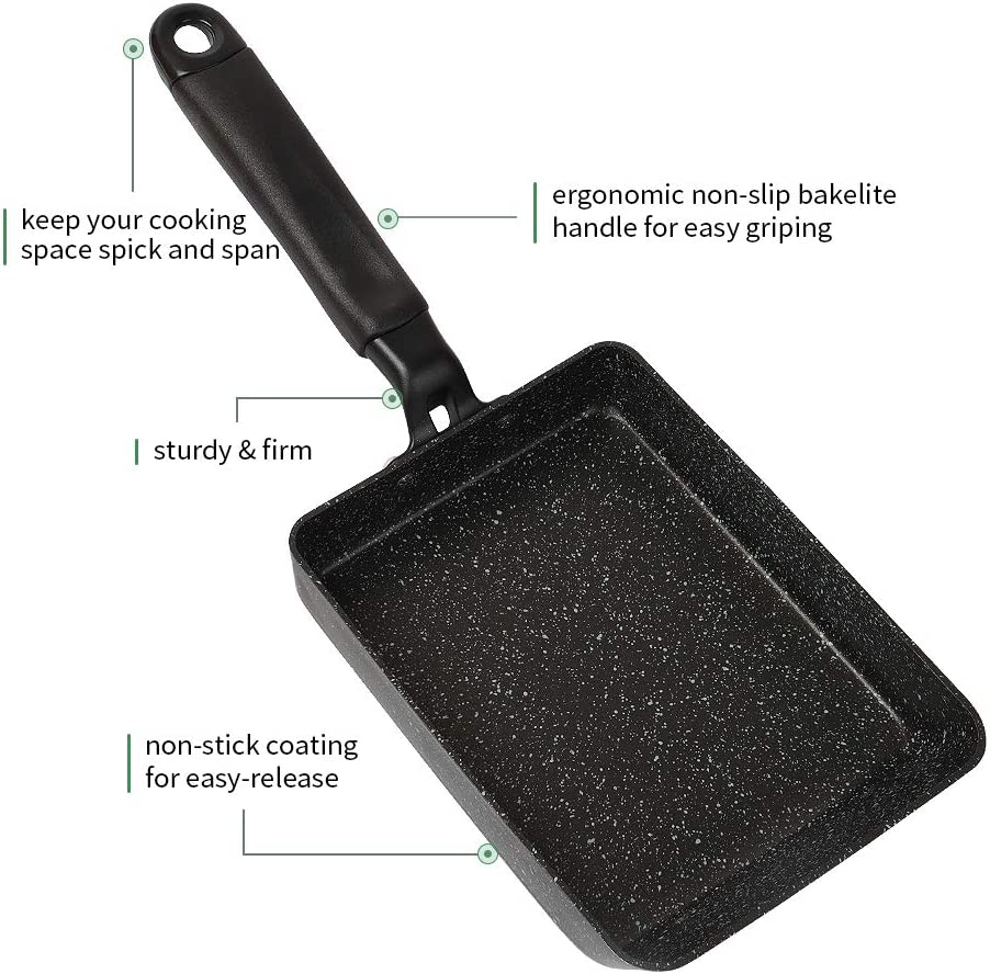 Mylifeunit Non-Stick Omelette Pan, Japanese Rolled Omelet Pan Tamagoyaki Egg Pan (Black) image number 6
