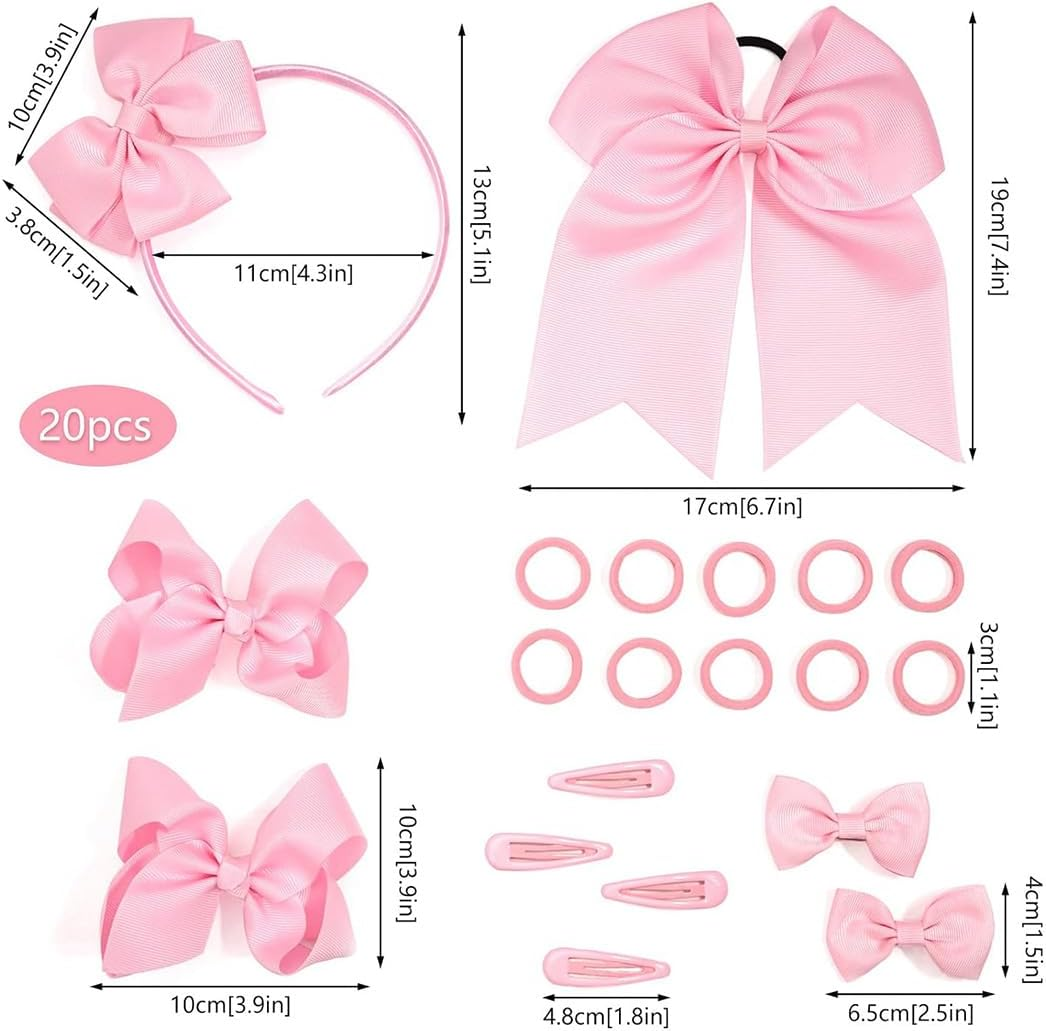 Pack of 20 Hair Clips Hair Bows Girls Hair Rings Ponytail Hair Band Hair Clips with Bows Baby Children Women Wedding Party Children'S Day Gift (Pack of 20) image number 2