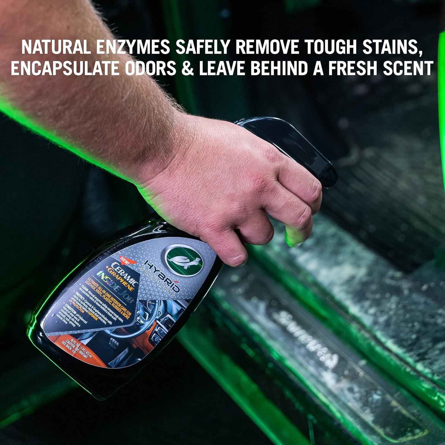 Turtle Wax 53787 Hybrid Solutions Ceramic Graphene inside Job, Interior All Purpose Car Cleaner and Protectant, Odor Eliminator, Works on Leather, Vinyl, Plastic, Rubber and More, 16 Fl Oz image number 2