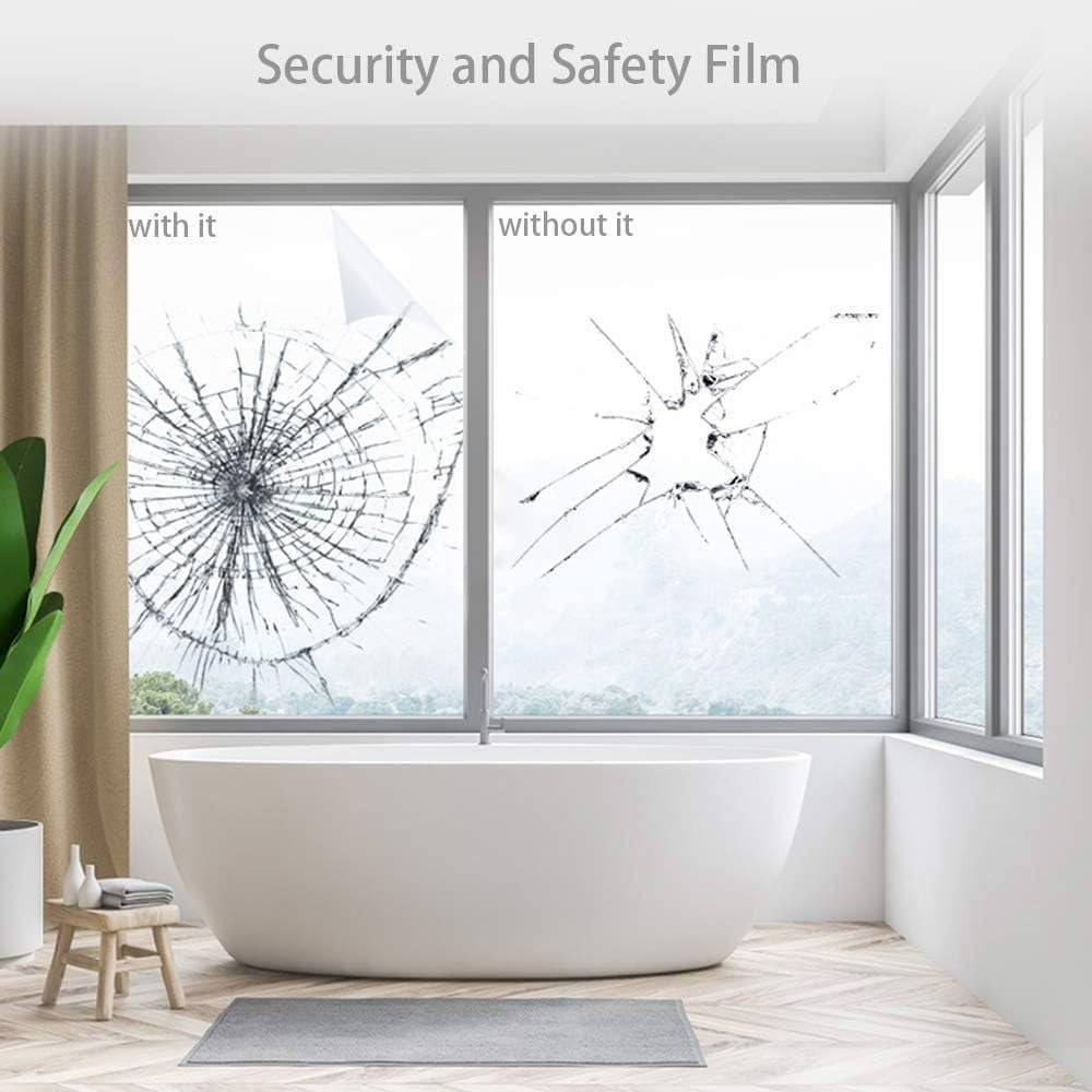 4Mil Clear Window Security Film - Shatterproof Safety Glass for Home Office Windows, Switchable, 17.7Inch X 16.5Feet (Customizable Size) image number 3