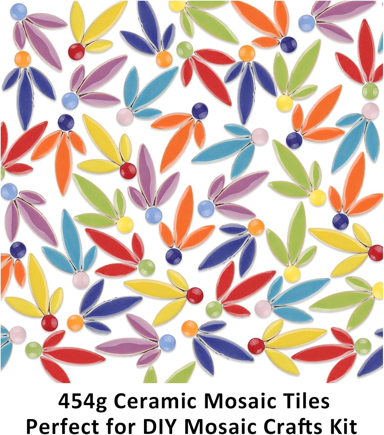 Petal Ceramic Mosaic Tiles for Crafts, 454G Mosaic Tiles Ceramic,Floral Mosaic Craft Supplies for Garden Spring Decoration image number 6