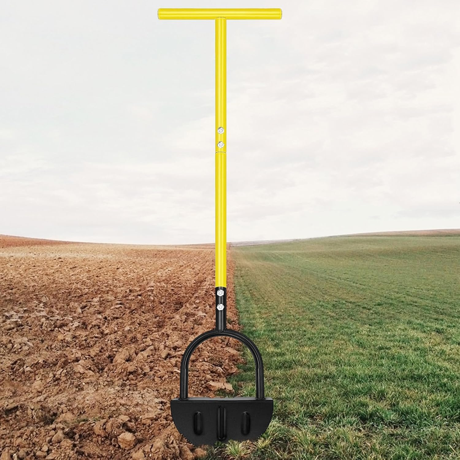 Garden Weasel Edger, Manual Half Moon Lawn Edger with T Handle, Edger Tool for Cutter, Sod, Lawn Maintenance in Gardening and Farming