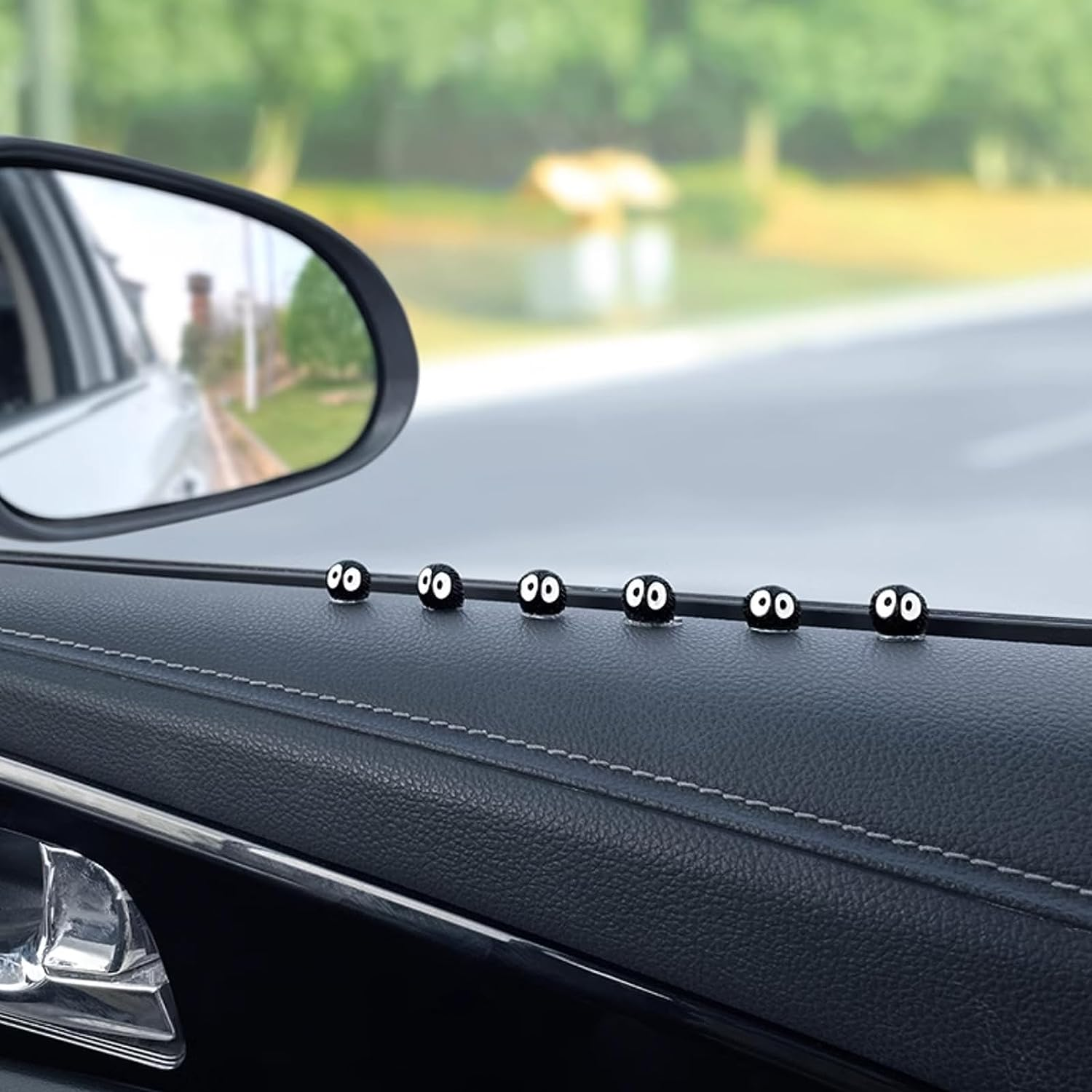 28 PCS Cute Soot Sprites Rearview Mirror Accessories for Interior Decoration Dashboard Ornament Funny Gifts for Car Mirror Decors image number 2