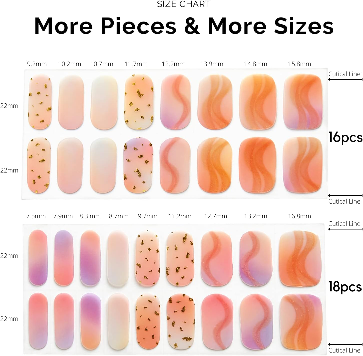 NAILOG Semi Cured Gel Nail Strips, 34Pcs Salon-Quality Gel Nail Stickers, Long Lasting Nail Wraps for Women, Twilight