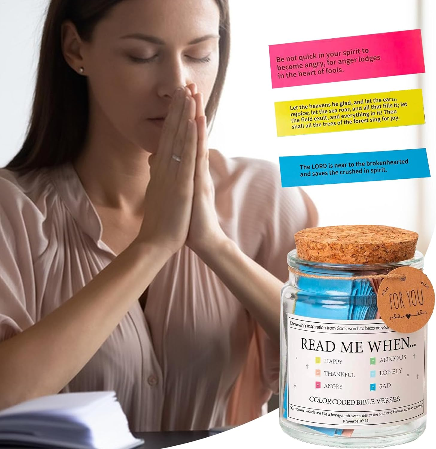 Bible Verses in a Jar, Inspirational Bible Verses Jar, Inspirational Color Coded Notes Daily Devotional Blessings Men Youth Mother'S Day Baptism Keepsake image number 5