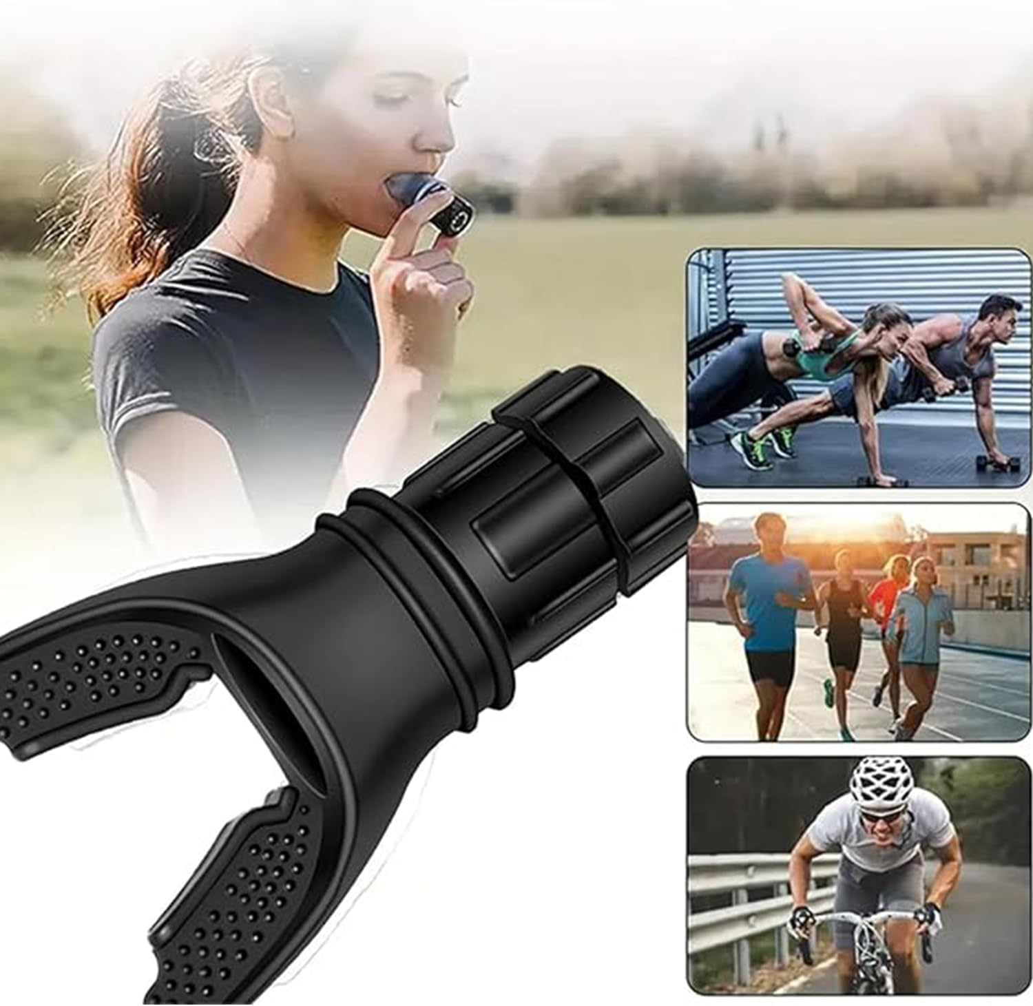 Roczential Adjustable Resistance Lung Capacity, Respiratory Trainer Compact Lung Exercise Device for Exercise Trainer, Easy to Carry, Easy to Clean, Portable Exerciser (Black) image number 2