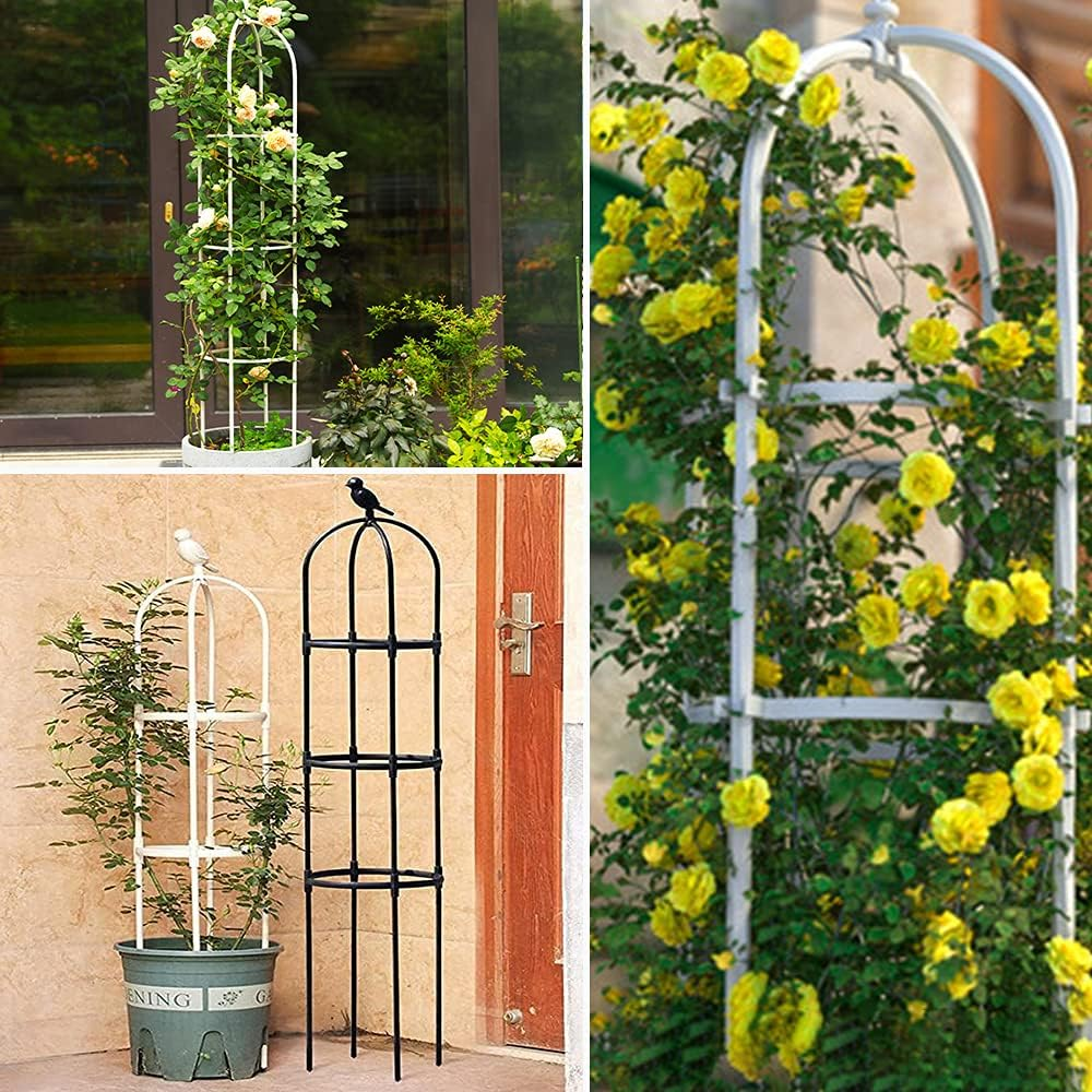 Anothera Garden Trellis for Climbing Plants 6Ft Outdoor Tower Obelisk Garden Trellis Tall Potted Plants Support Flowers （White） image number 4