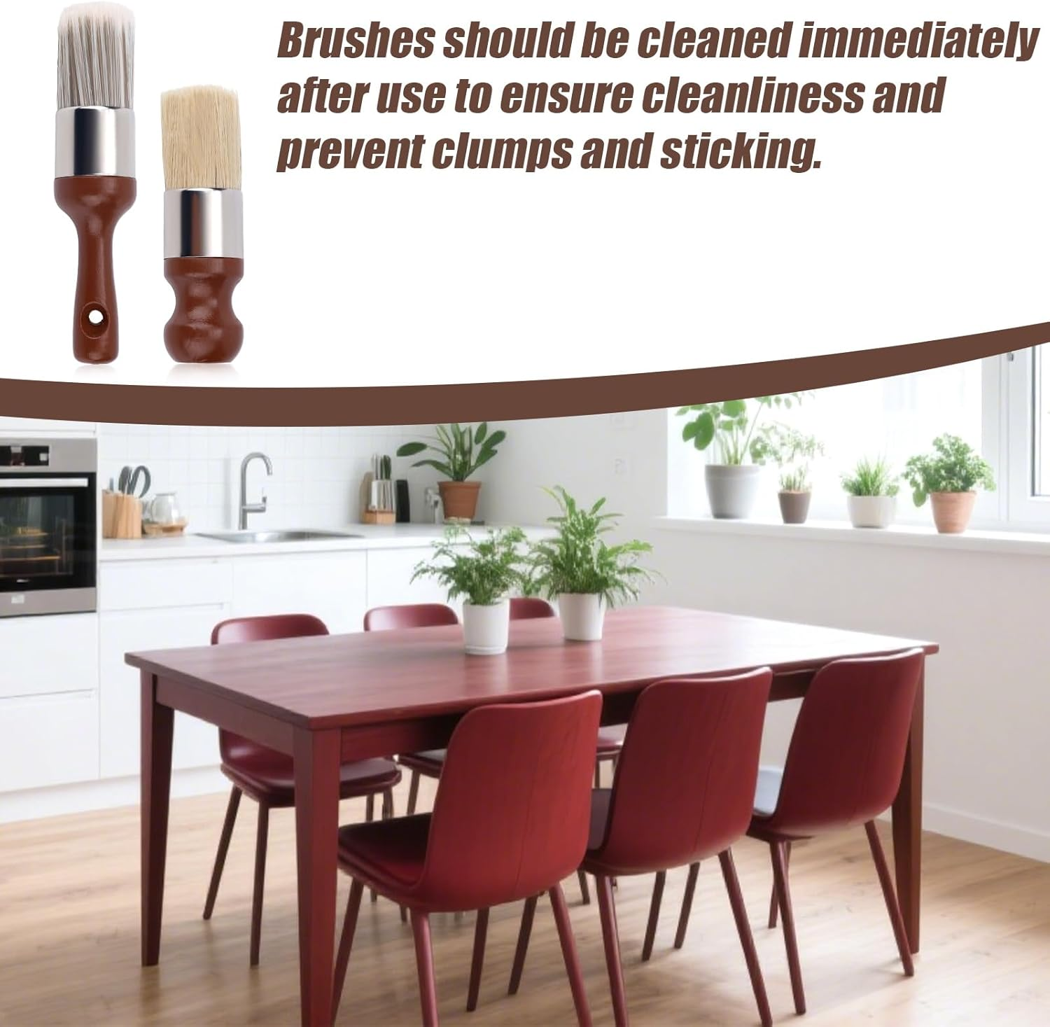 2Pcs Salve Brush for Furniture, 2 Style Leather & Wood Care Brush Tool with Soft Bristles Ergonomic Handle Furniture Wax Applicator for Car Interiors & Home Cleaning Maintenance image number 2