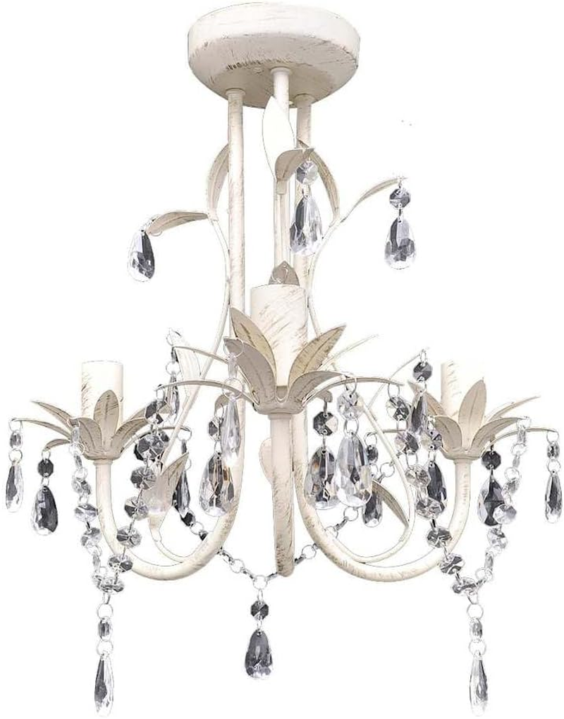 Crystal Pendant Ceiling Lamp Chandelier Elegant White Modern Lighting Home Decor image number 2