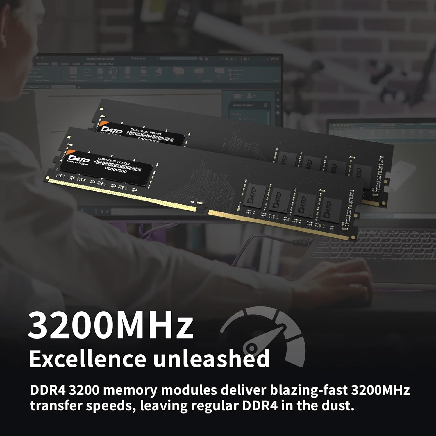 DATO DDR4 RAM 32GB | 16Gbx2 | Memory RAM 3200Mhz CL22 PC4-25600 1.2V 288-Pin Non-Ecc Unbuffered Dimm | Desktop Memory Module Udimm image number 2