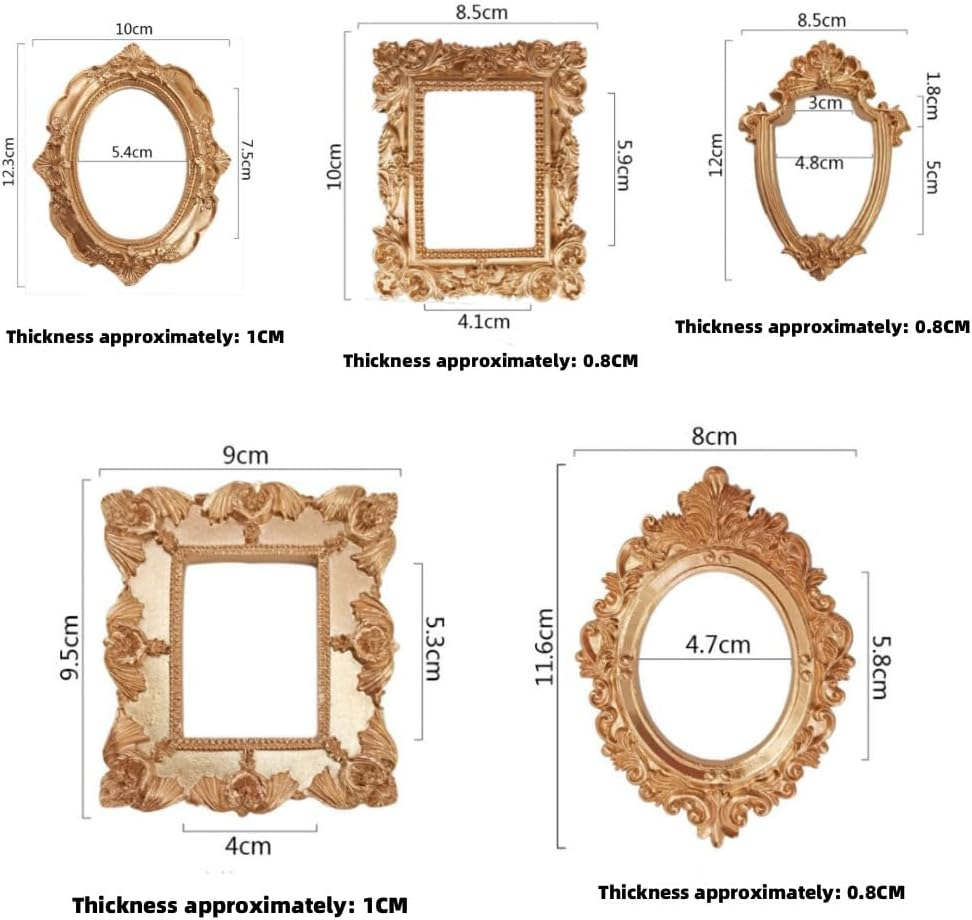 FUNNTY Gold Photo Frame 5 Mini Photo Frames Decorated with Vintage Decor image number 2