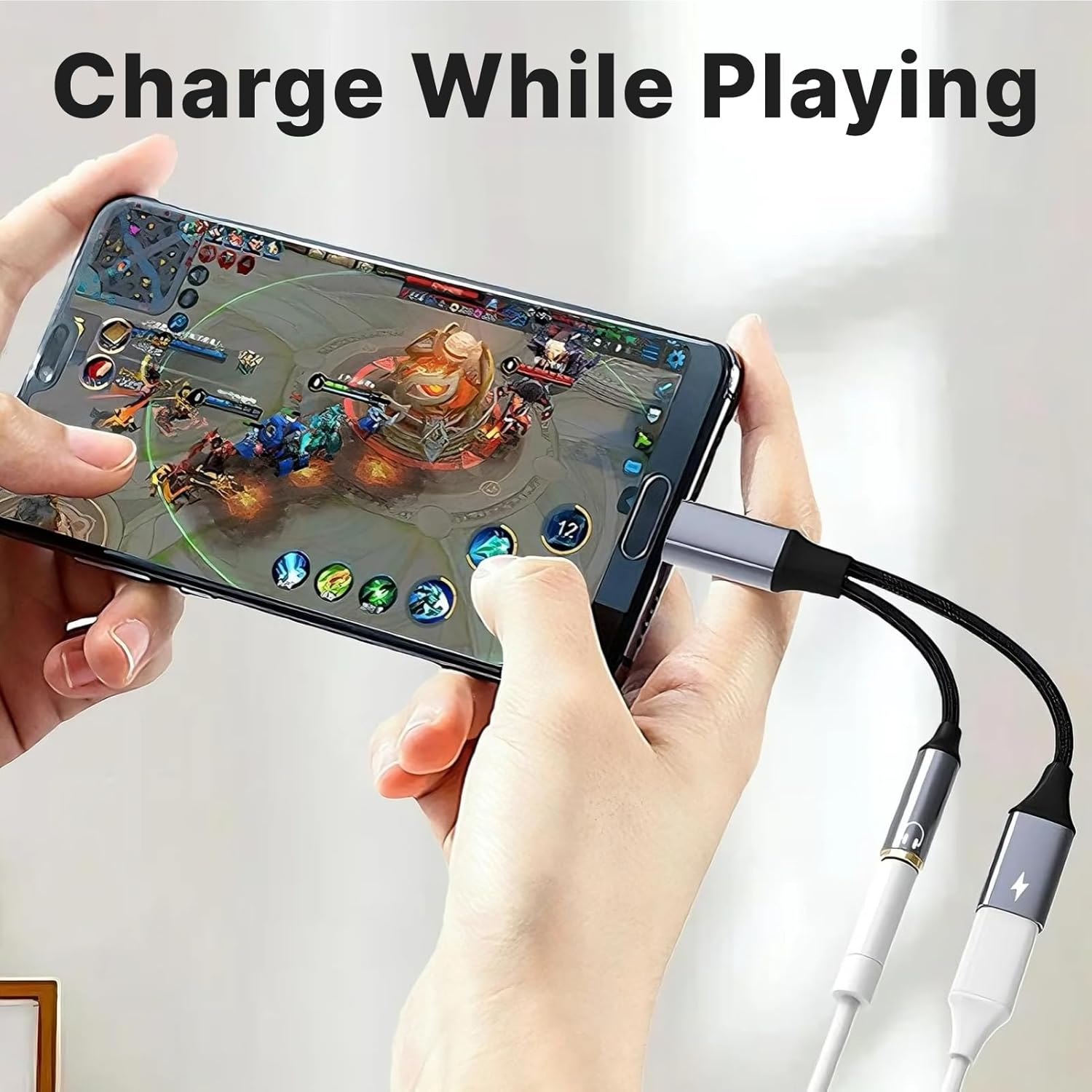 USB C to 3.5Mm Headphone and Charger Adapter, 2-In-1 Type C to Aux Audio Jack Splitter with PD 60W Fast Charging, Compatible with Samsung S22/S21, Note20, Pixel 6, Ipad Pro, Compact Design, Grey image number 4