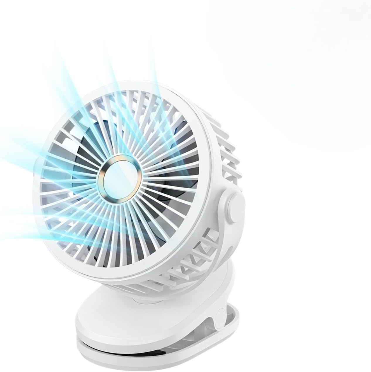 10000Mah Rechargeable Portable Table Fan (24H Long Battery Life), Clip Fan with 4-Speed, Strong Airflow & Operating Quietly Desk Fan for Stroller, Office Desktop, Bedroom, and Outdoor. (White)