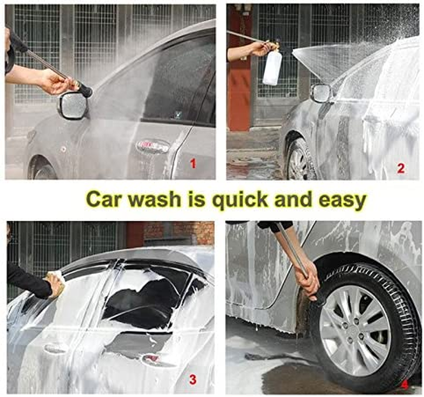 NUZAMAS High Pressure Washer Gun with 5 Water Nozzle Tip & 1L Snow Foam Lance Bottle Kit for Car Floor Deck Windows Cleaning Quick Connector image number 5