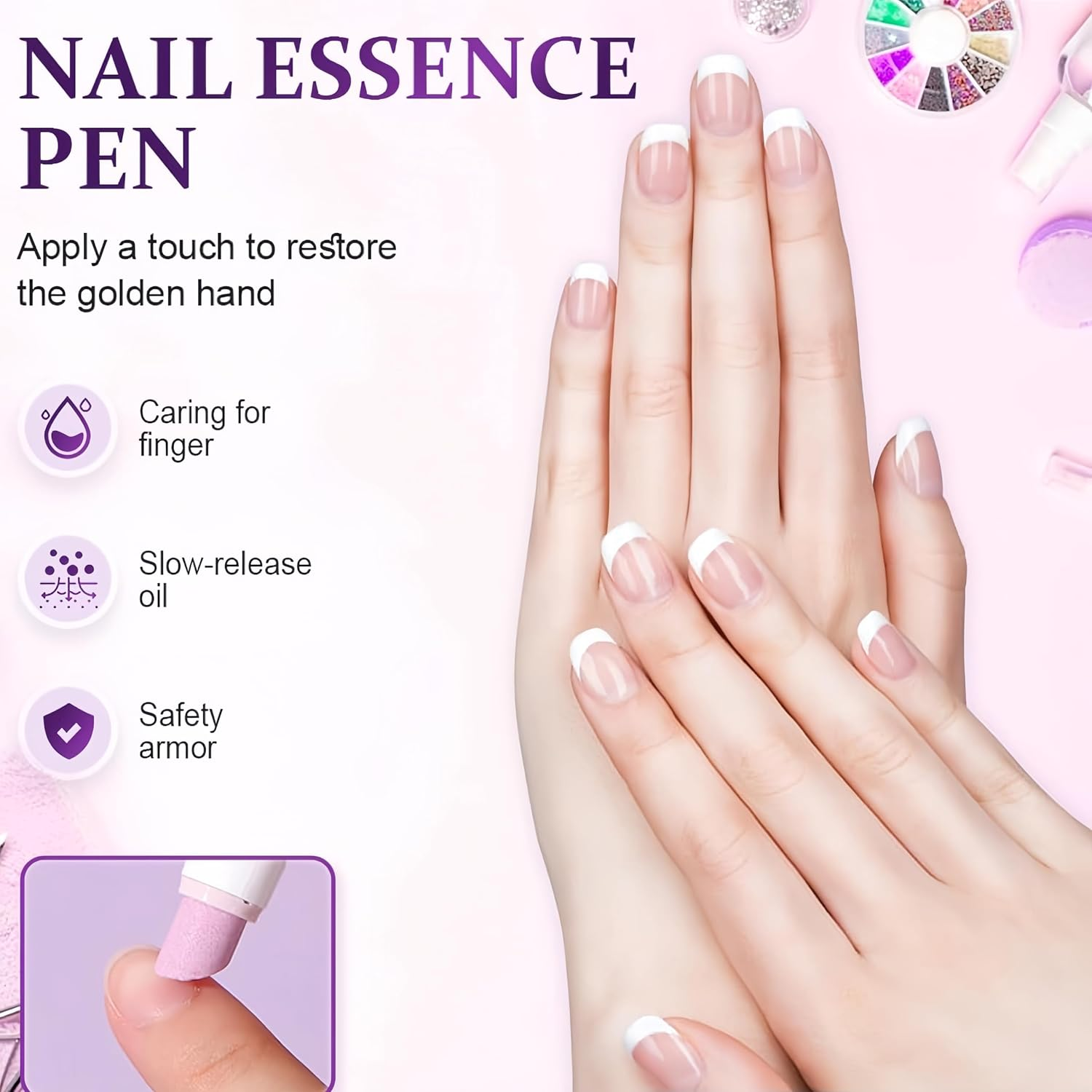 3-In-1 Nail Care Pen Tools Manicure Kit Nail Tech Supplies Cuticle Oil Pen for Dry Damaged Nails Moisturize Strengthen Brighten Nails Care