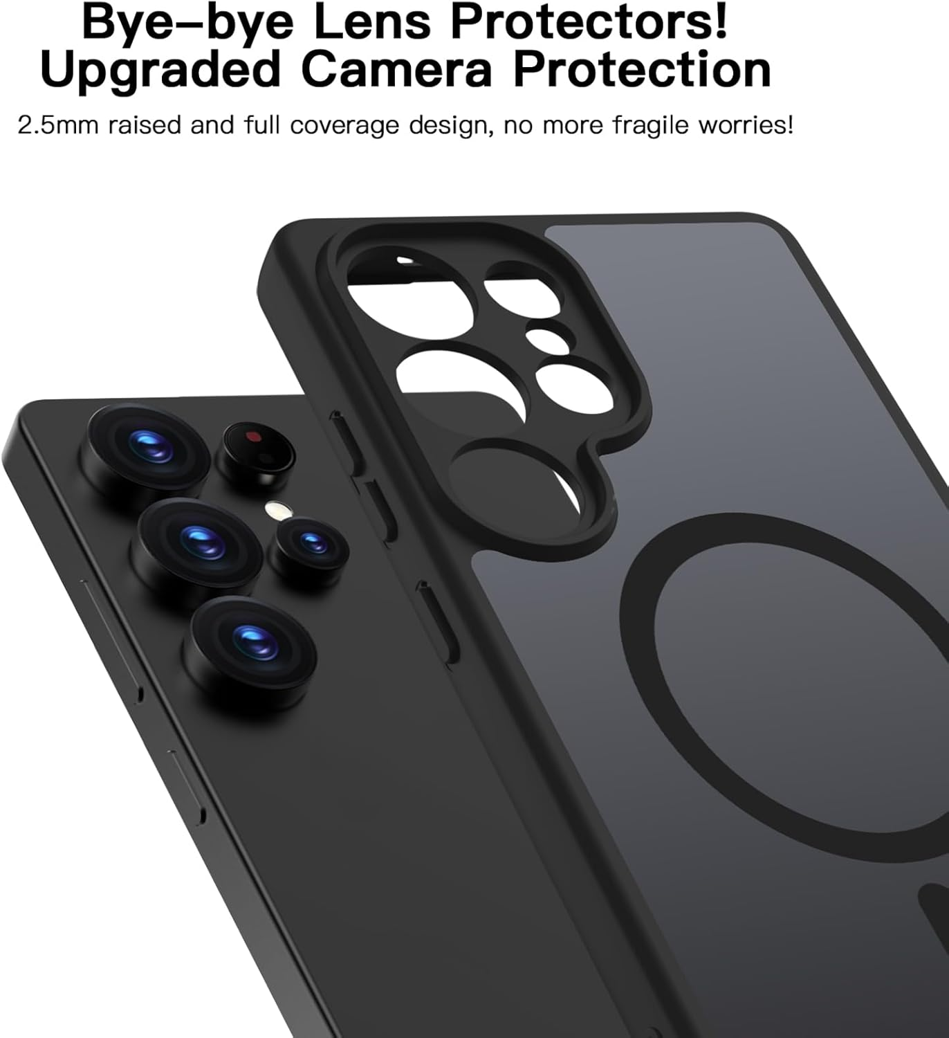 ORDA for Samsung Galaxy S25 Ultra Case 6.9 Inch Compatible with Magsafe, Translucent Matte Back Thin Camera Protection Shockproof Magnetic Mobile Phone Case for Samsung S25 Ultra (Black) image number 4