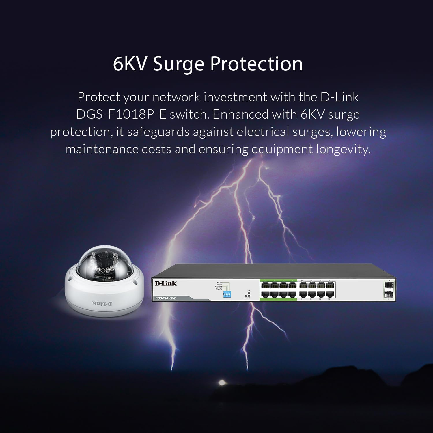 D-Link DGS-F1018P-E 18-Port Unmanaged Gigabit Poe Switch,16 Poe+ Ports, 2 SFP Uplinks, 150W Poe Budget, 250M Long Reach Poe, VLAN, Qos, Plug & Play - Ideal for Ethernet, LAN & Router Connection