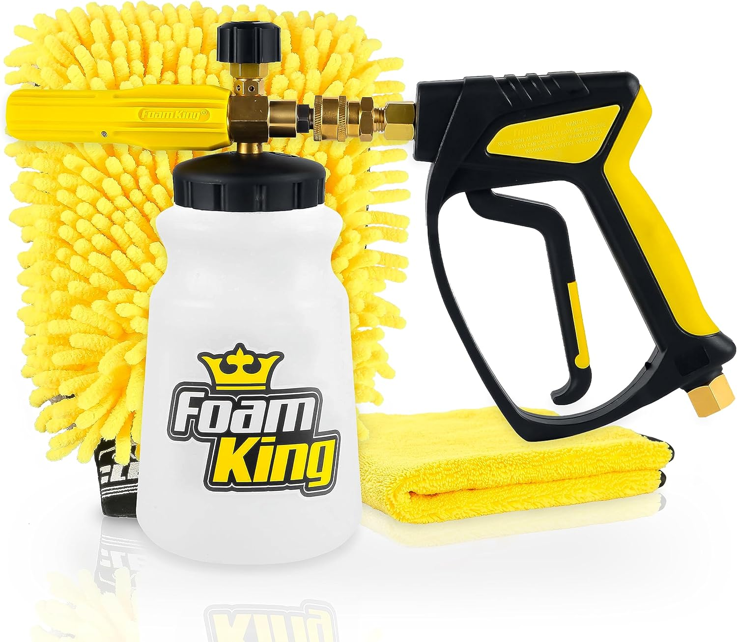 Foam Cannon Pressure Washer, Stubby Foam Gun Car Wash Sprayer, Power Washer Gun Swivel for Garden Hose with Wash Mitt & Detailing Microfiber Towel, Ultimate Power Wash