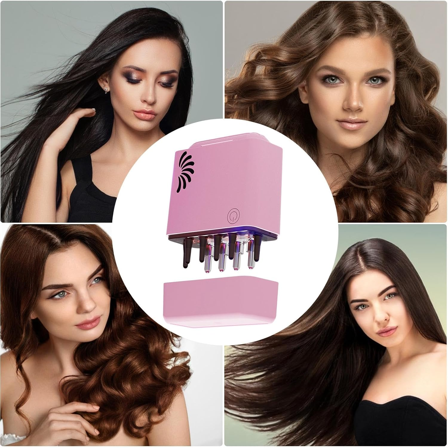 Electric Hair Oil Applicator - Small Scalp Applicator Comb | Head Massager Comb with Red Light, Electric Vibration Massager Brush image number 2