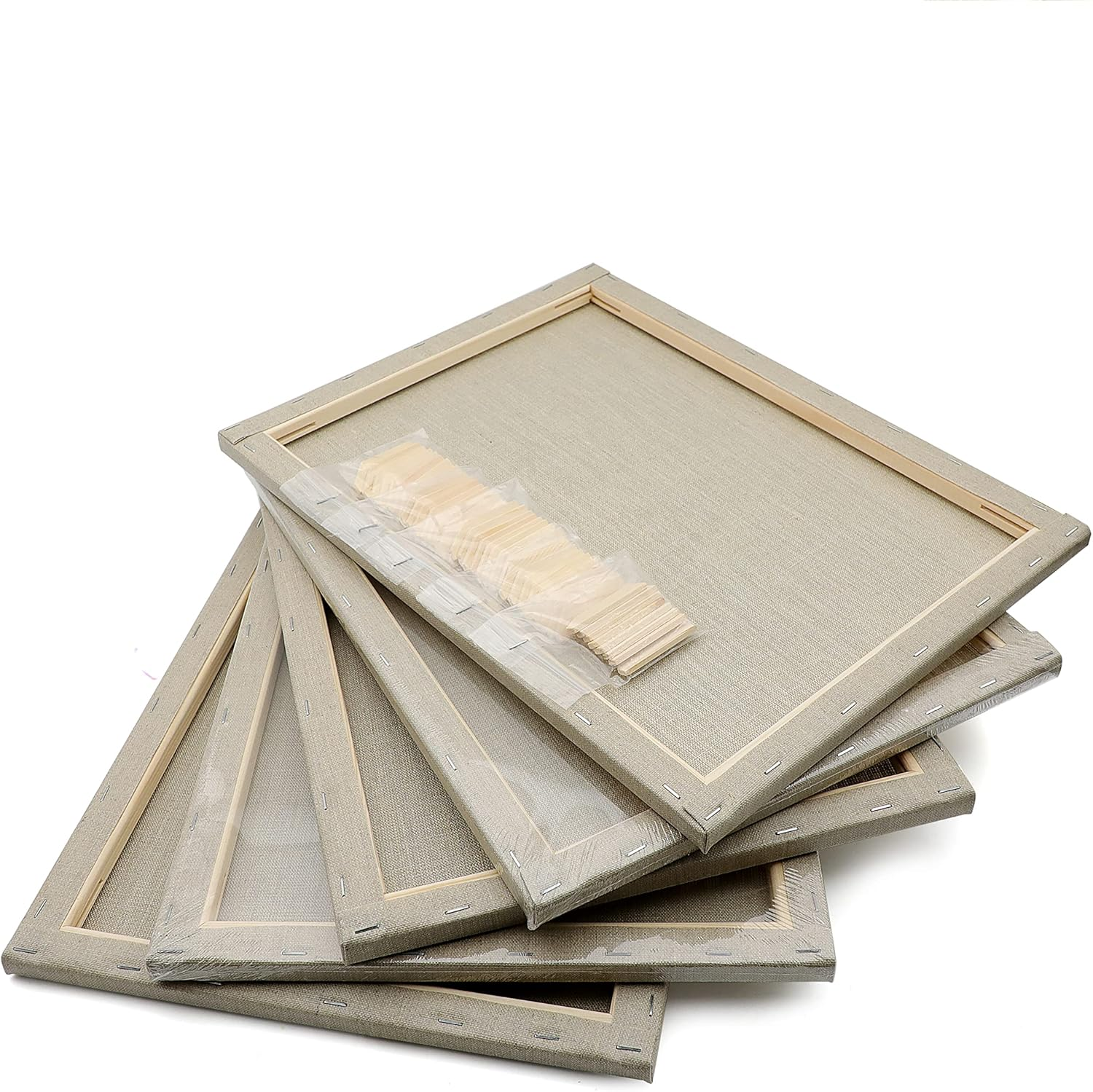 Exerz 30X40Cm Linen Canvas 5Pk - A3 Stretched Canvas Framed 1.7Cm Pre-Stretched Artist Canvas - 280GSM 100% Linen Triple Primed/Acid Free/Medium Grain - Acrylic & Oil Paint image number 1