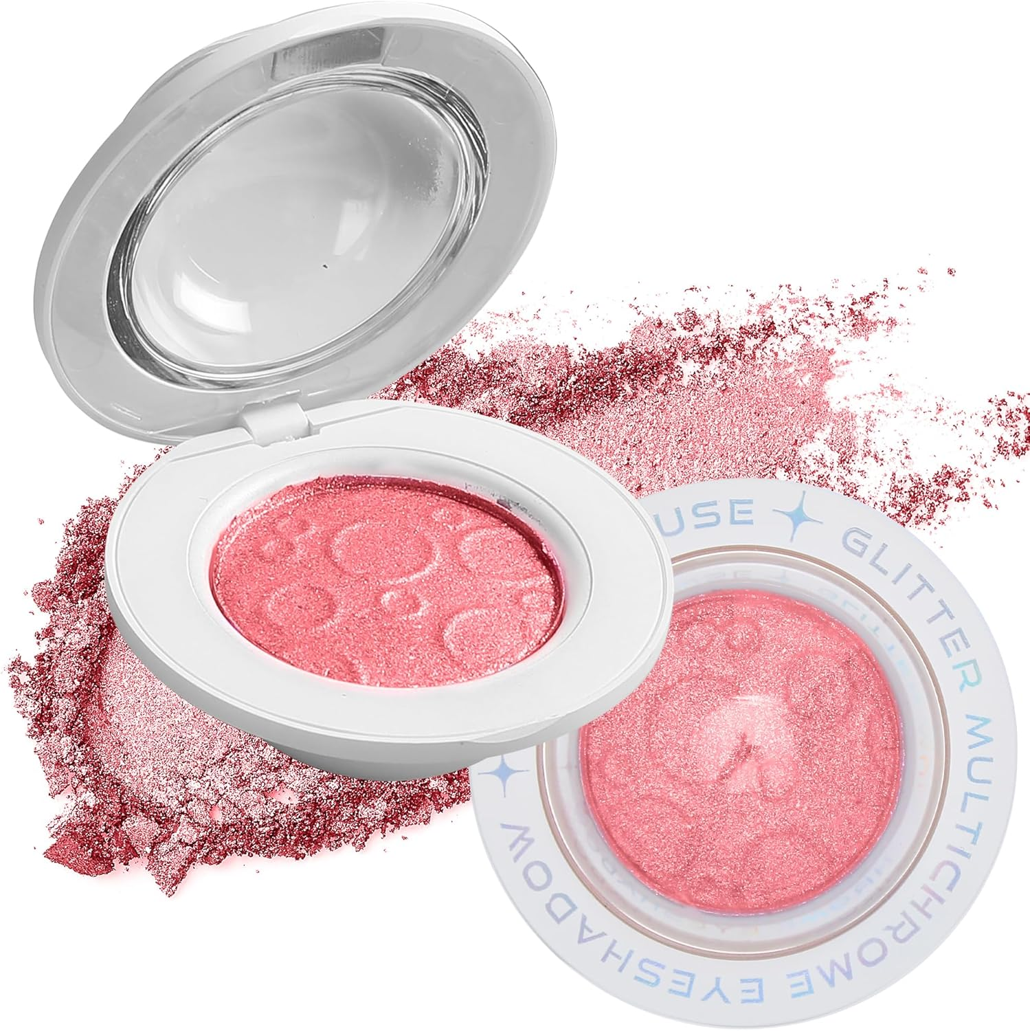 VIOLA HOSUE Eyeshadow Glitter,Strong Flashing Colors,Highlighter Powder,Eye Shadow,Hair Body Glitter Bomb,Female Makeup (Silvery)