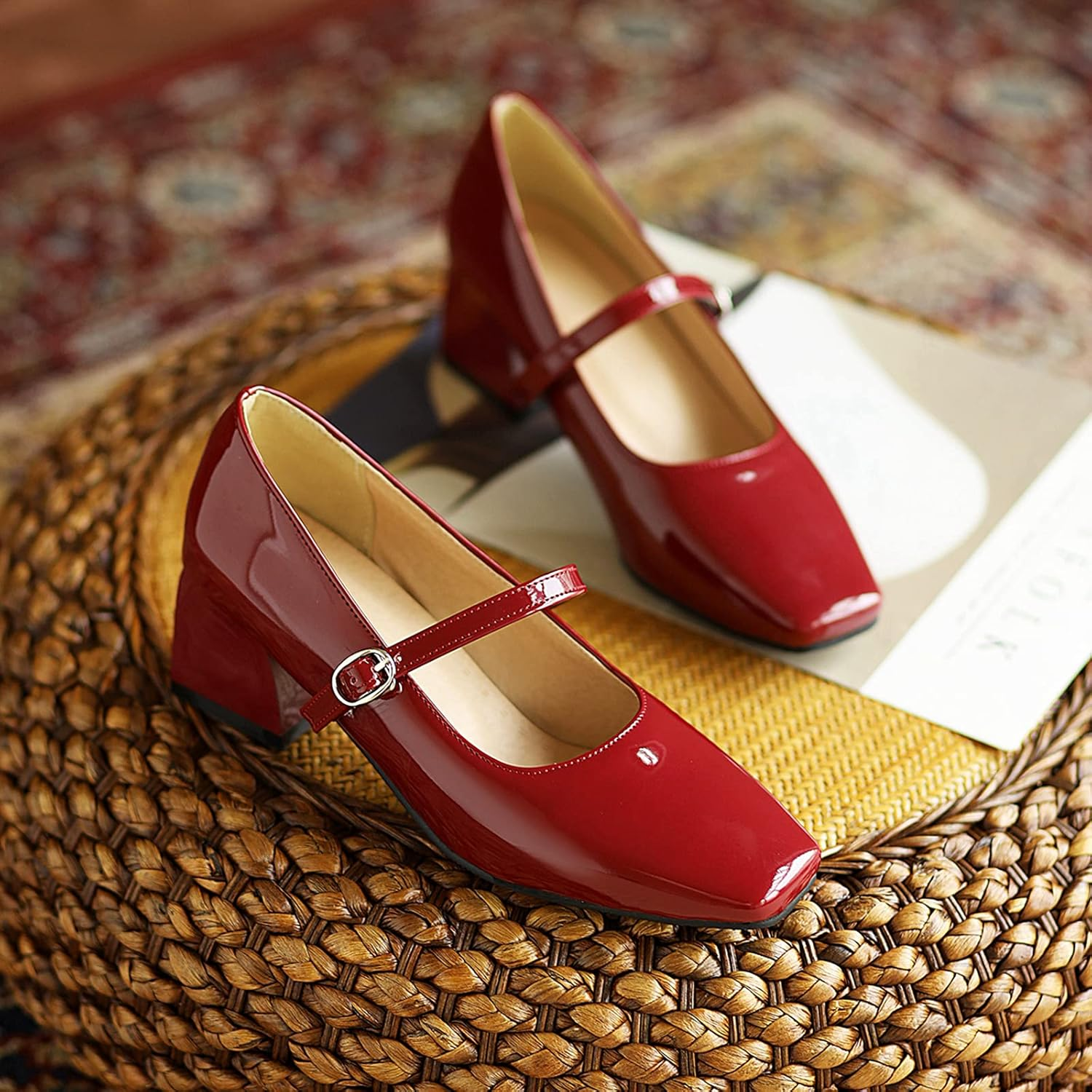 Onewus Women Casual Pumps with Mid Chunky Heel image number 2