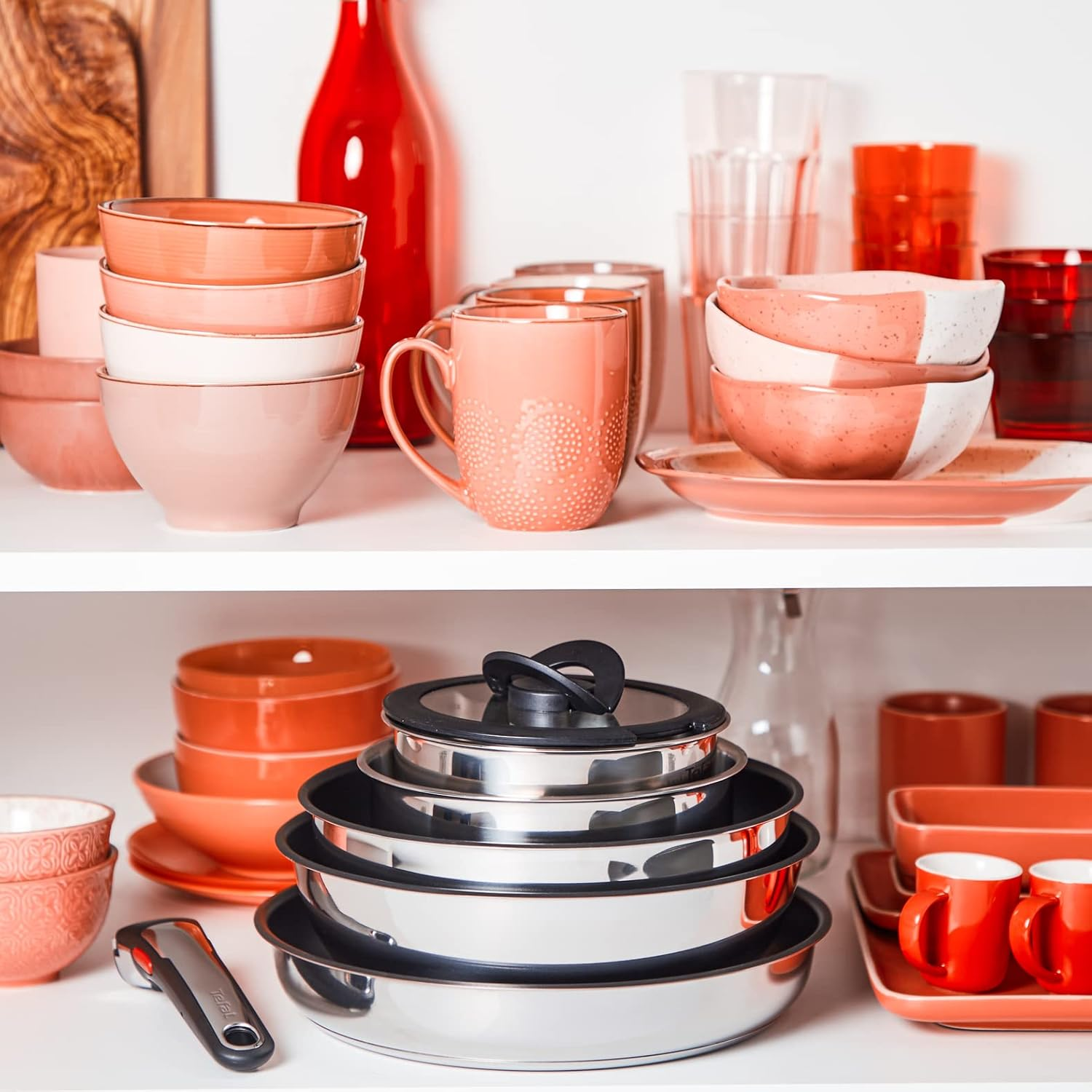 Tefal Ingenio Preference Wok Pan, 26 Cm, Stackable, Stainless Steel, Safe Non-Stick Coating, Induction, Multipurpose, Space Saving, Temperature Display, L9737702