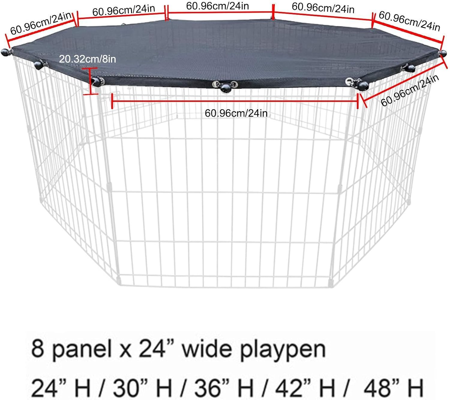 Playpen Cover for Pets - Canine Play Area Protector, Dog Playpen Cover Sun/Rain Proof Top Cover | Playpen Cover Fits 8 Panels Dog Pen for Outdoor and Indoor, Escape-Proof and Sunshade Shield Protector image number 1