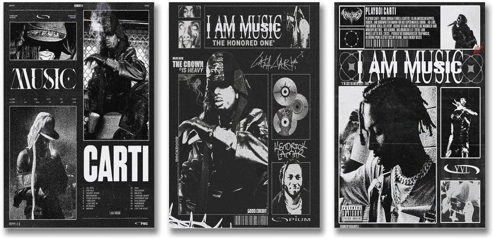 Rapper Travis Vintage Brutalism Poster Scott Poster a Set of 3 Canvas Posters Room Aesthetic Festival Gift Family Bedroom Decor Wall Art Home08X12Inch(20X30Cm)-3Pcs Style