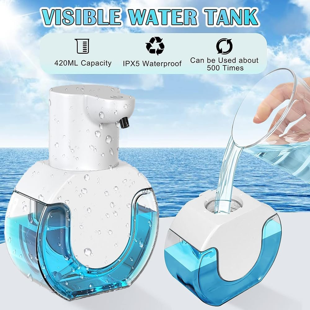 Automatic Liquid Soap Dispenser, 420Ml Touchless Liquid Hand Soap Dispenser, Rechargeable Battery, High Sensitivity, 4 Gears Adjustable and Can Wall Amounted for Shower, Bathroom Kitchen image number 1