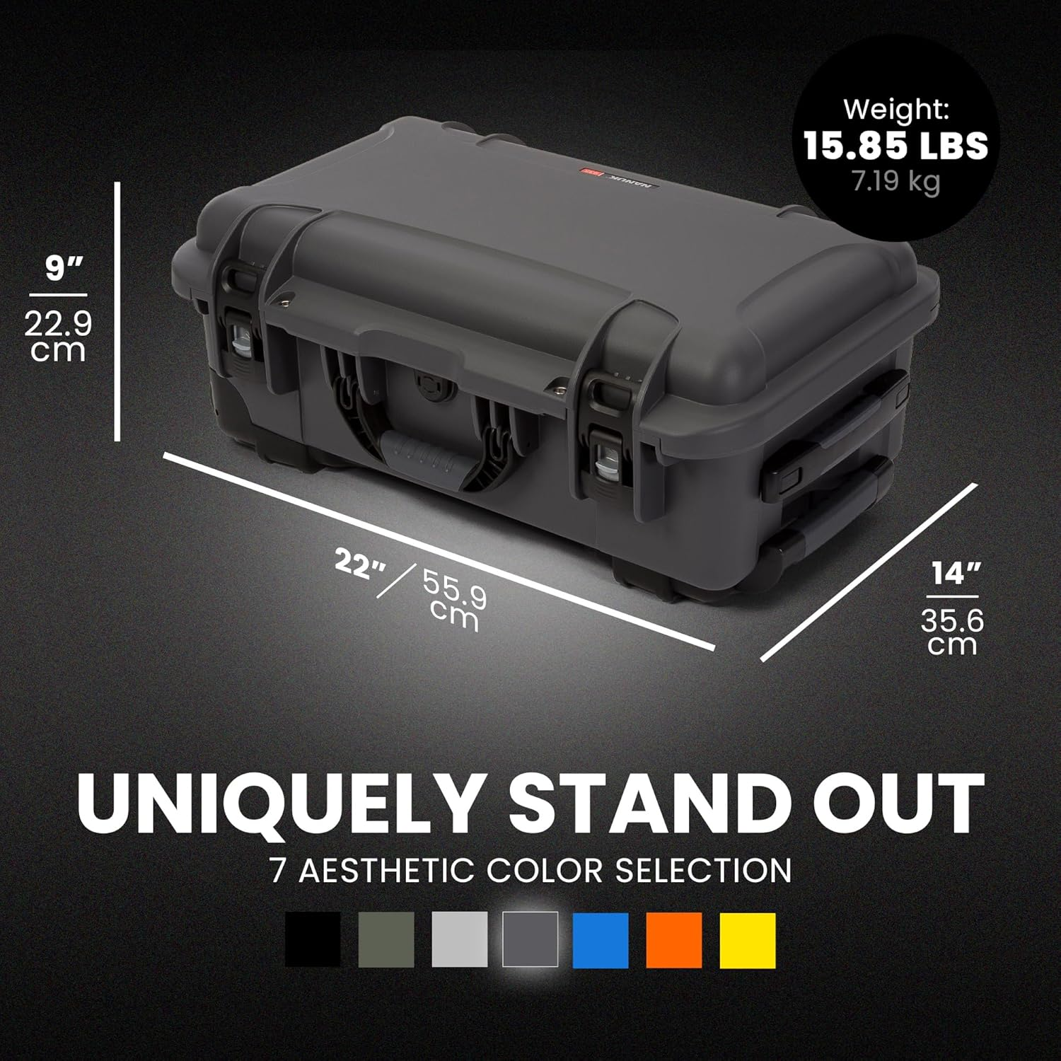 Nanuk Wheeled Series 935 Lightweight NK-7 Resin Waterproof Protective Case and Padded Divider - Graphite