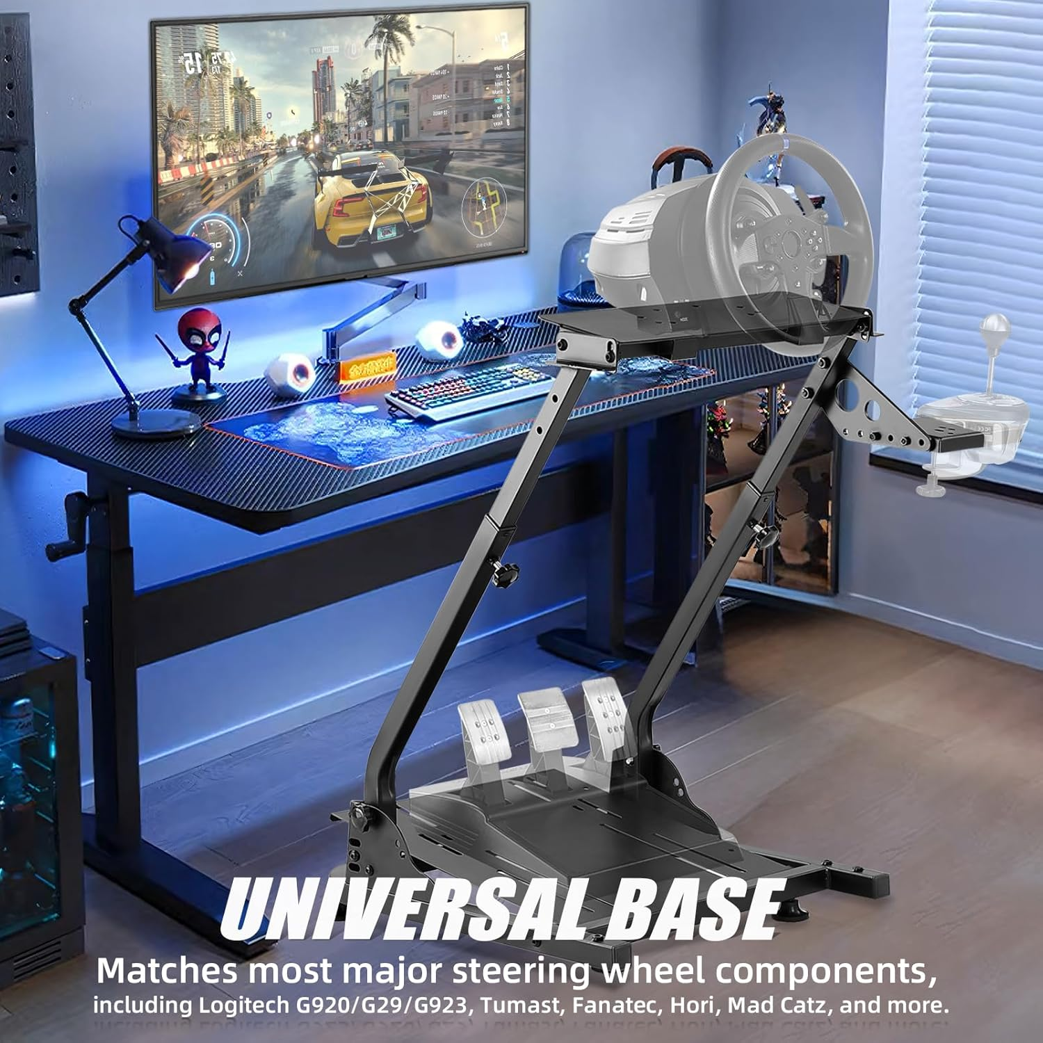 Grefinity Racing Steering Wheel Stand，Height Adjustable Steering Wheel Stand for Logitech G29 G920 G923 G27 G25 for Thrustmaster T248X T248 T300RS T150 458 TX Xbox PS4 PS5 image number 6