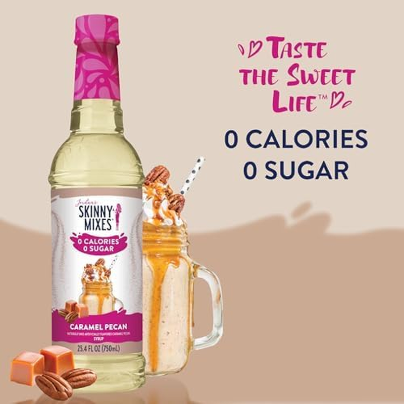 Jordan'S Skinny Syrups Sugar Free Coffee Syrup, Caramel Pecan Flavor Drink Mix, Zero Calorie Flavoring for Chai Latte, Protein Shake, Food & More, Gluten Free, Keto Friendly, 25.4 Fl Oz, 2 Pack image number 1