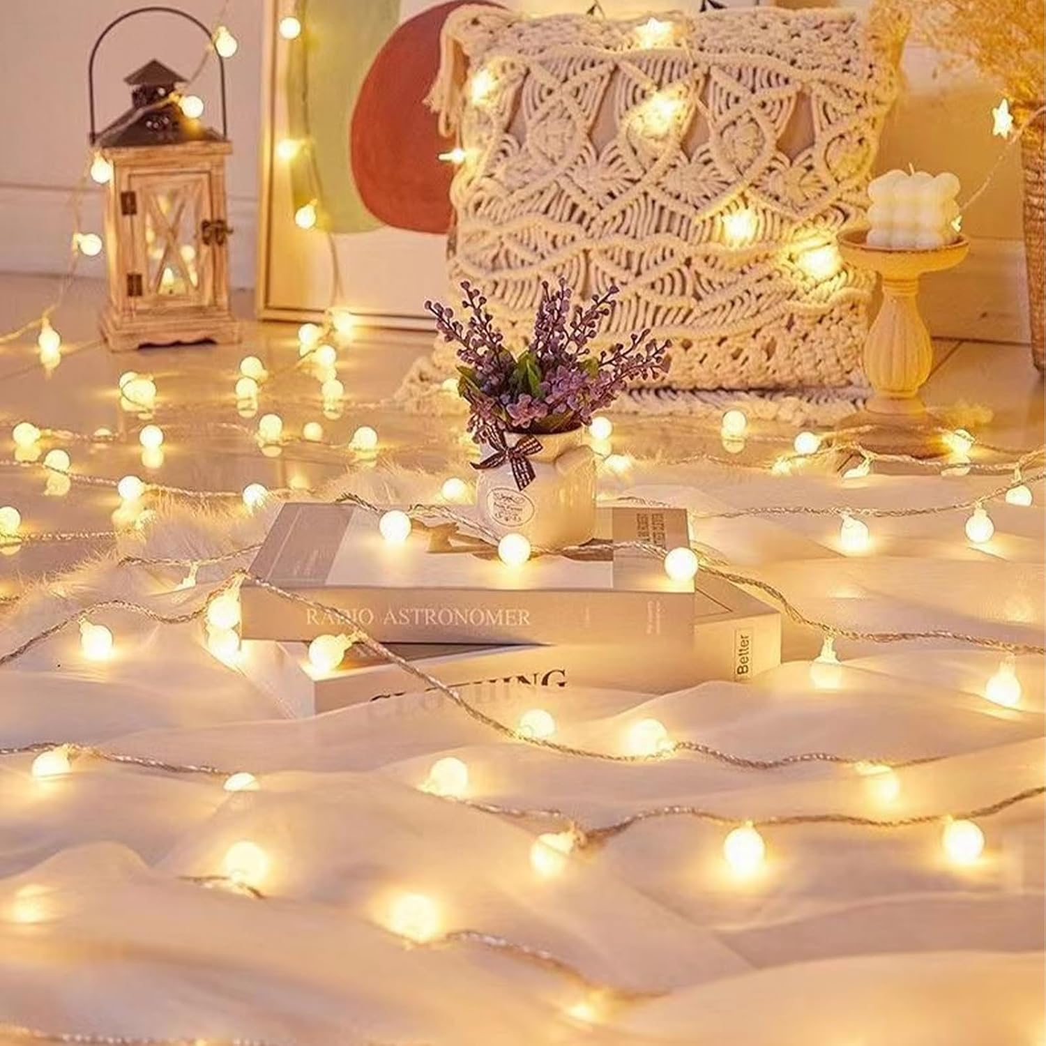 ENLACE LED Globe Fairy Lights, 10 M, 80 LED Fairy Lights, Balls, Warm White, USB Operated, Ball Fairy Lights for Wedding, Party, Christmas, Balcony Decoration, Camping, Indoor and Outdoor Use image number 5