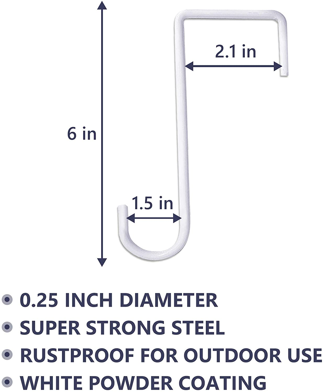 JOYSEUS 12Pcs Vinyl Fence Hooks, 2 X 6 Inches Patio Hooks, White Powder Coated Steel Fence Hooks Hangers for Hanging Plants, Lights, Pool Equipment&hellip; image number 1